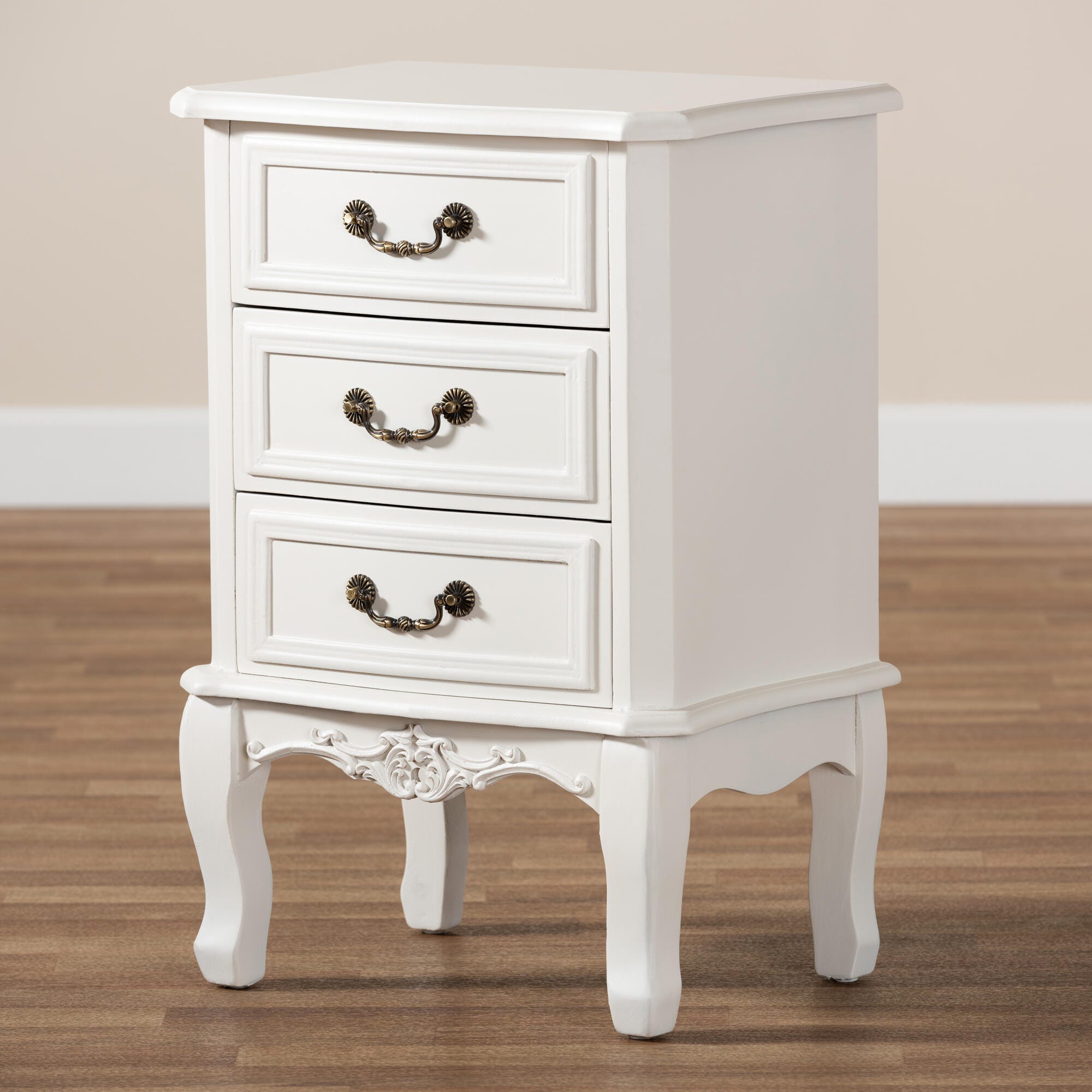 Baxton Studio Gabrielle French Country Provincial 3-Drawer Nightstand, , large