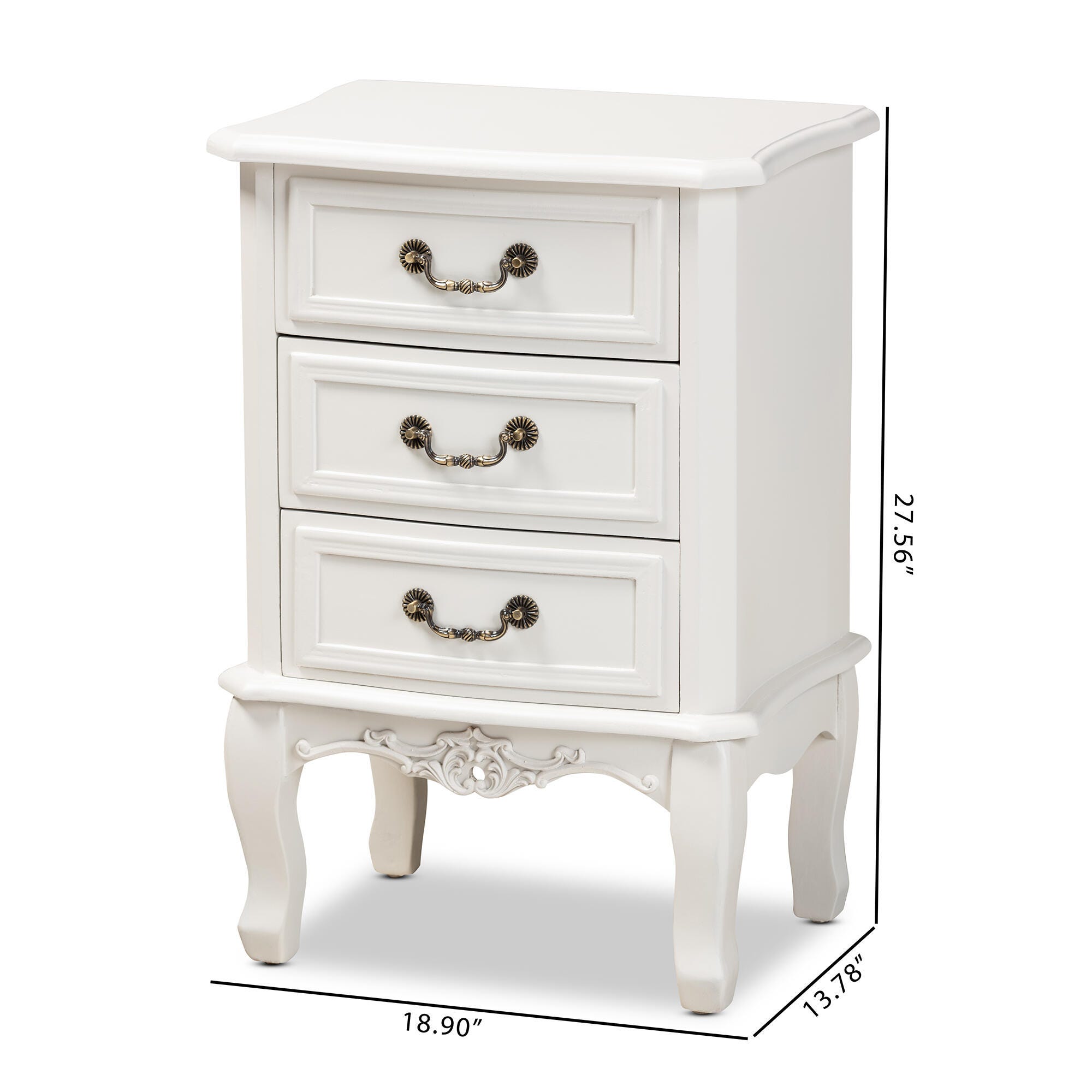 Baxton Studio Gabrielle French Country Provincial 3-Drawer Nightstand, , large