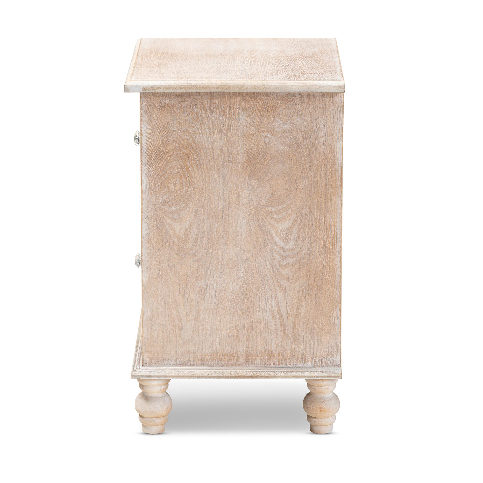 Baxton Studio Celia Wood and Mirror 2-Drawer Quatrefoil Nightstand, , large
