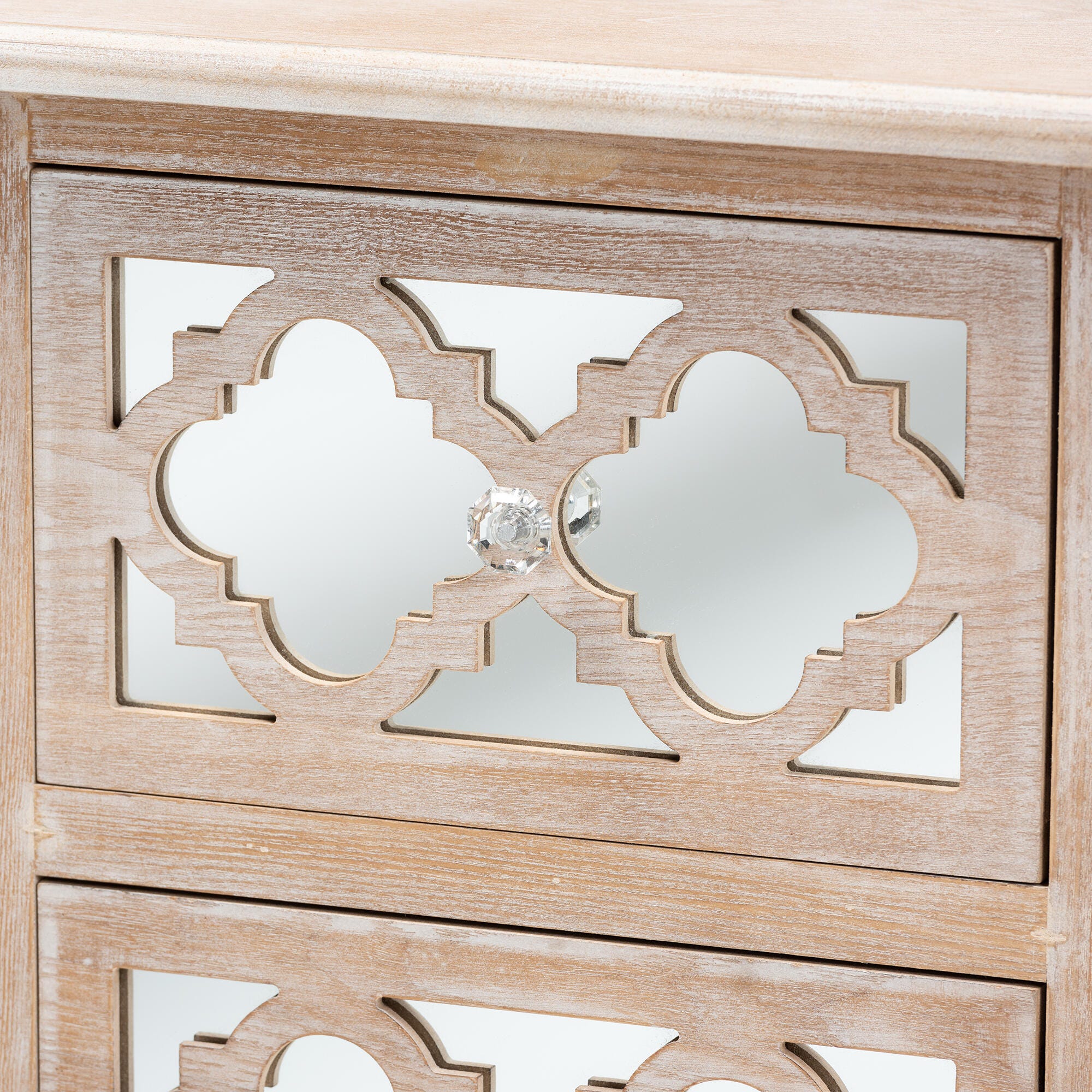 Celia Wood and Mirror 2-Drawer Quatrefoil Nightstand | Ashley