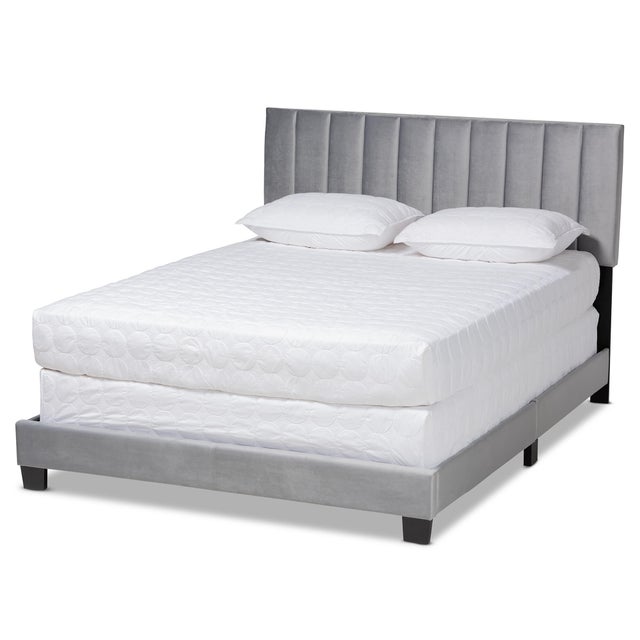 Clare Upholstered Panel Bed, Gray