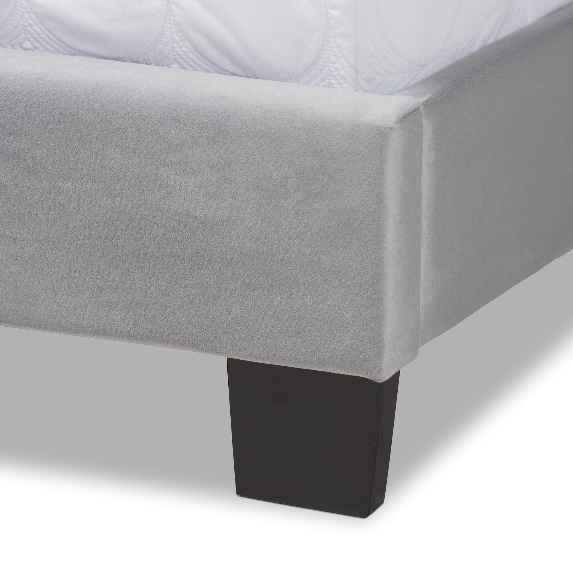 Baxton Studio Clare Velvet Upholstered King Panel Bed, Gray, large