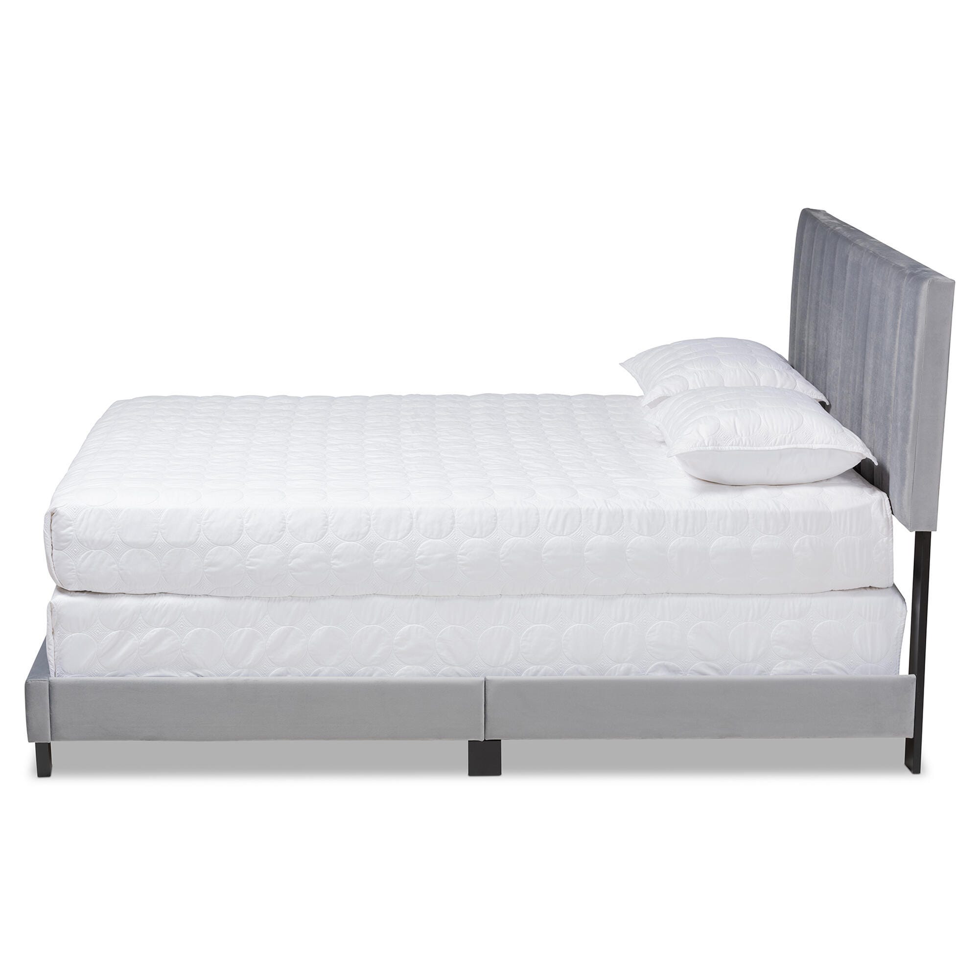 Baxton Studio Clare Velvet Upholstered King Panel Bed, Gray, large