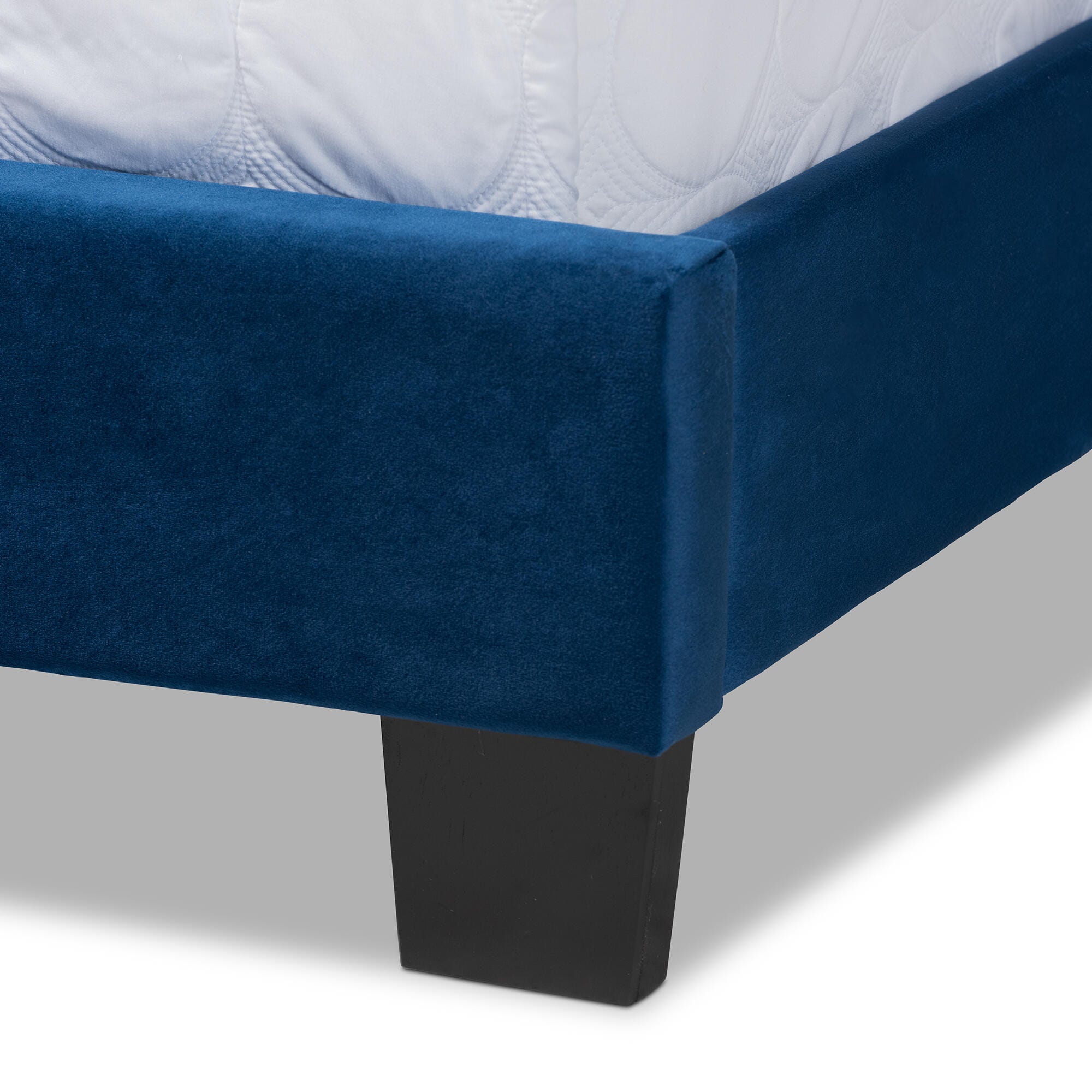 Baxton Studio Clare Velvet Upholstered King Panel Bed, Blue, large
