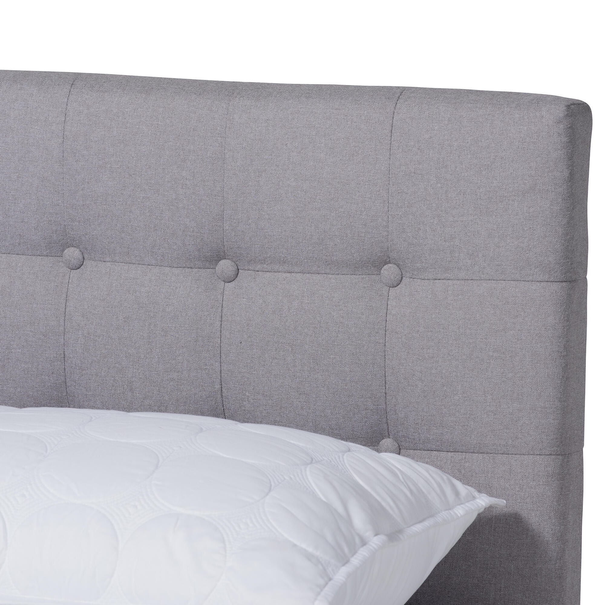 Baxton Studio Devan Mid-Century Upholstered Wood King Platform Bed, Gray, large