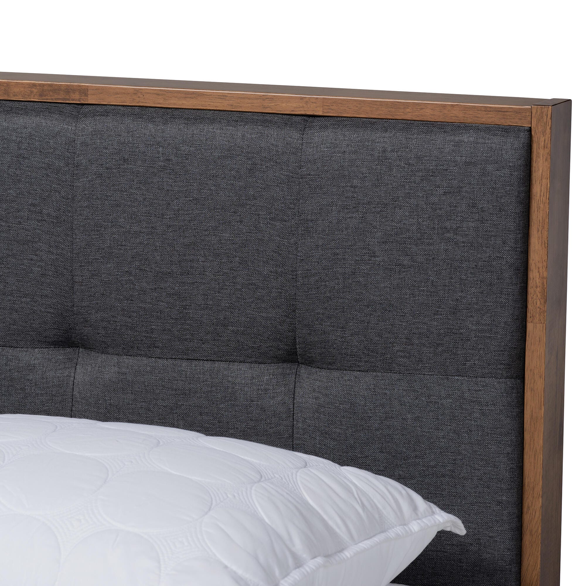 Baxton Studio Alke Mid-Century Upholstered Wood Platform Bed | Ashley