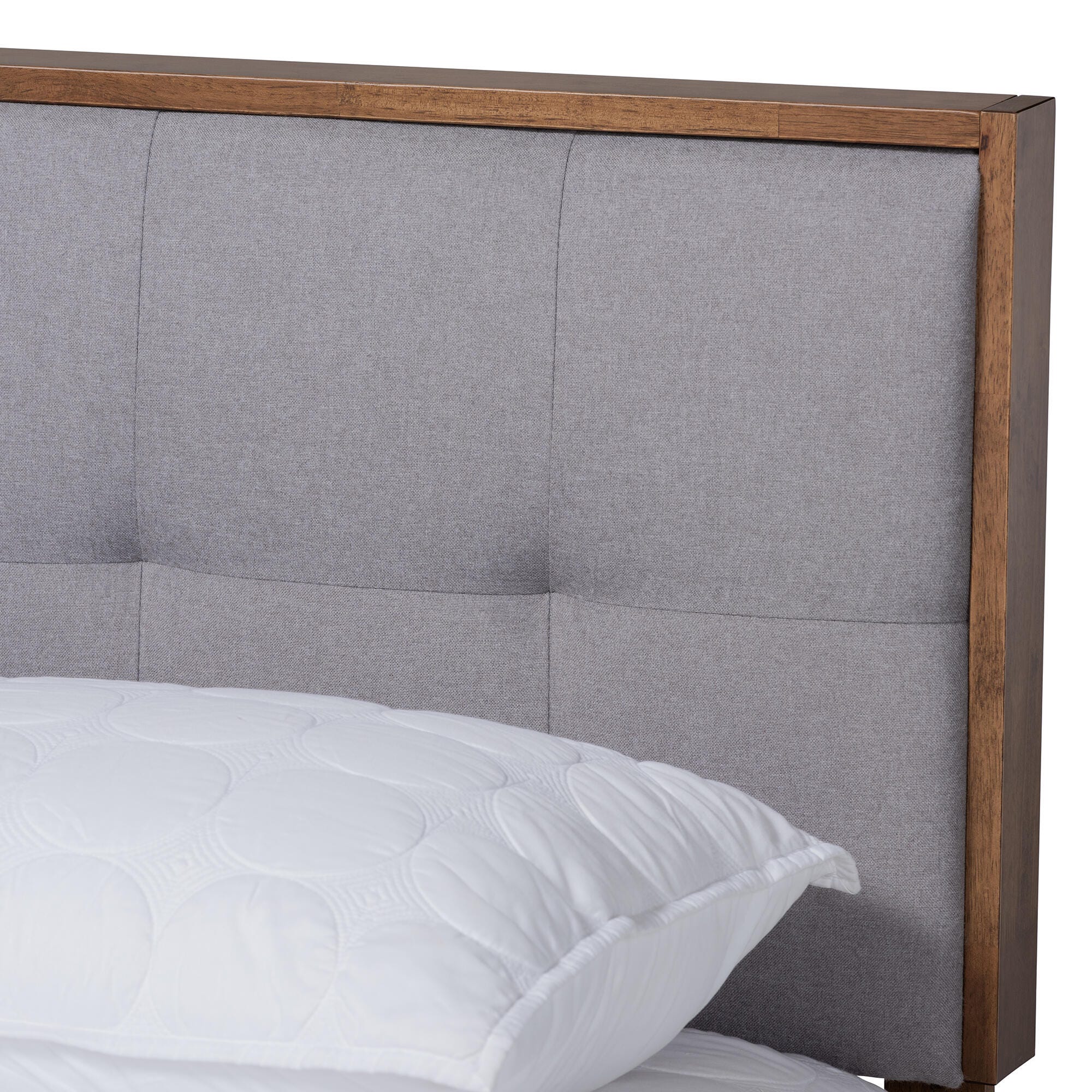Baxton Studio Alke Mid-Century Upholstered Wood Queen Platform Bed, Gray, large