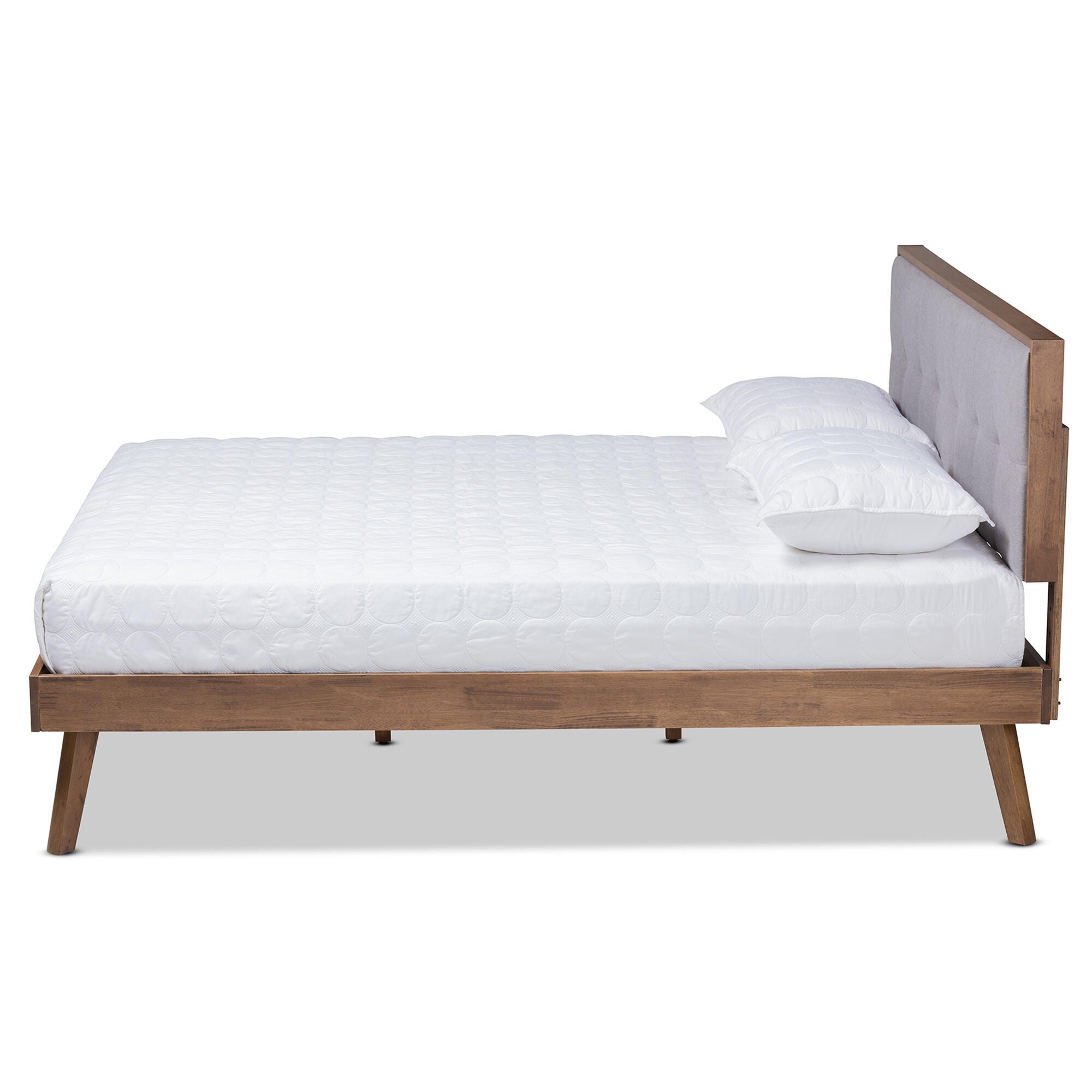 Baxton Studio Alke Mid-Century Upholstered Wood Queen Platform Bed, Gray, large