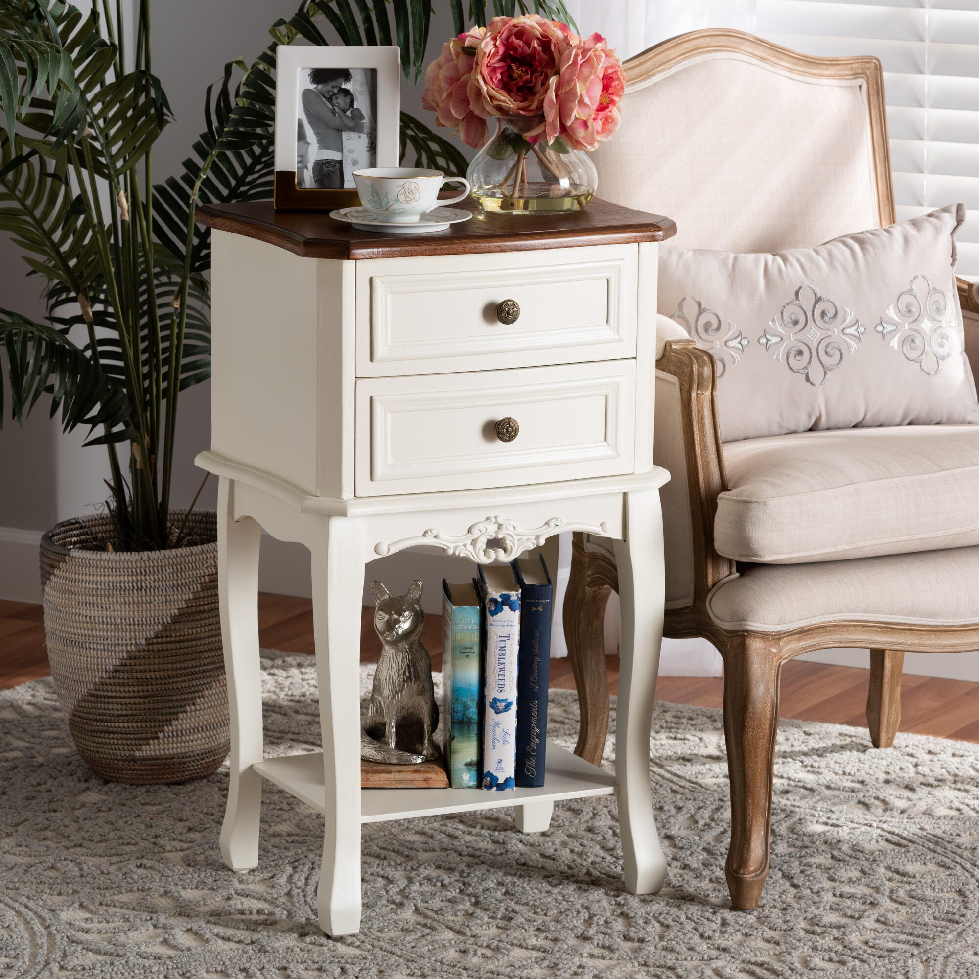 Baxton Studio Darla Wood 2-Drawer Nightstand, , rollover
