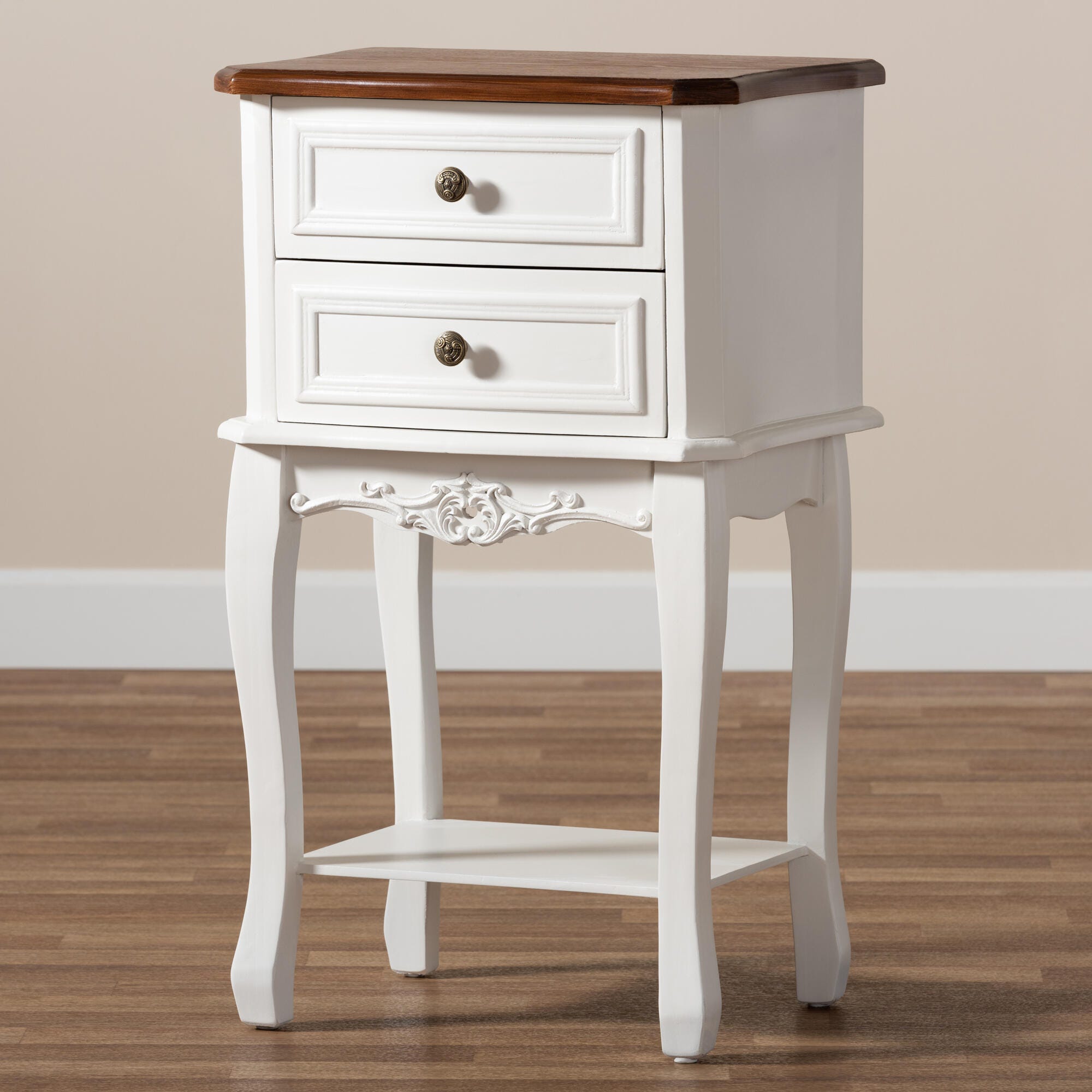 Baxton Studio Darla Wood 2-Drawer Nightstand, , large