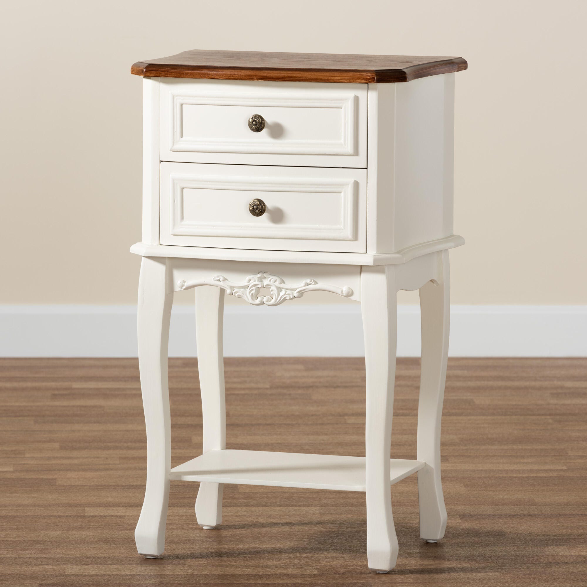Baxton Studio Darla Wood 2-Drawer Nightstand, , large