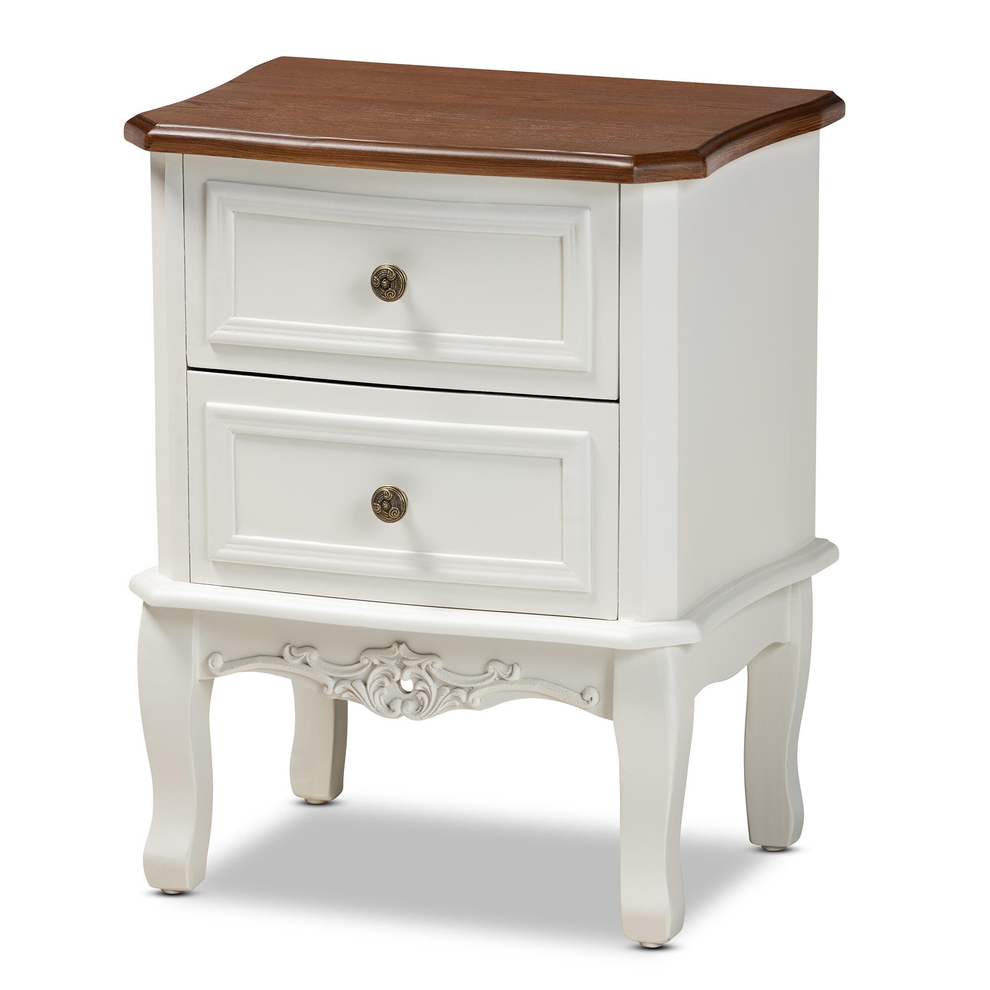 Baxton Studio Darlene Wood 2-Drawer Nightstand, , large