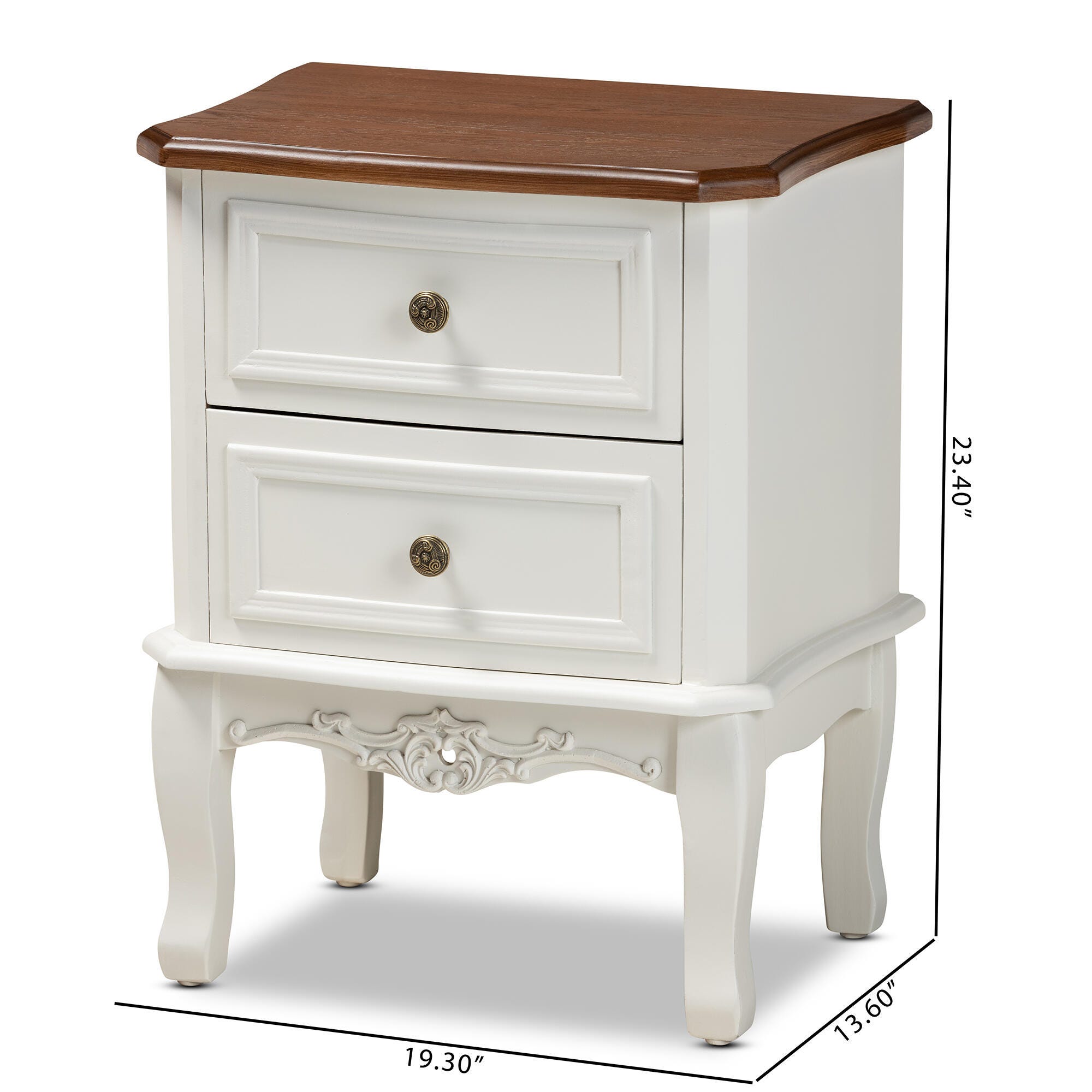 Baxton Studio Darlene Wood 2-Drawer Nightstand, , large