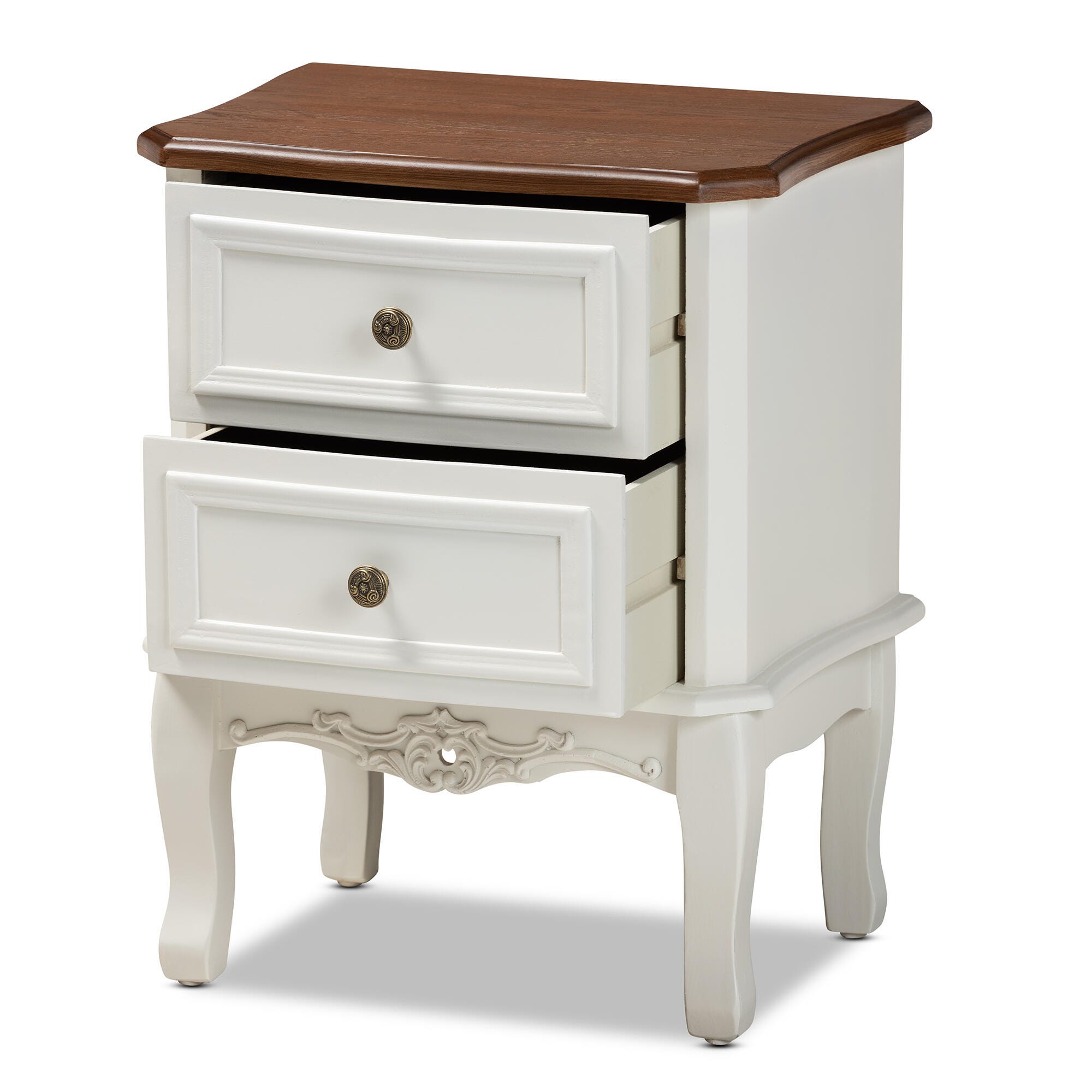 Baxton Studio Darlene Wood 2-Drawer Nightstand, , large