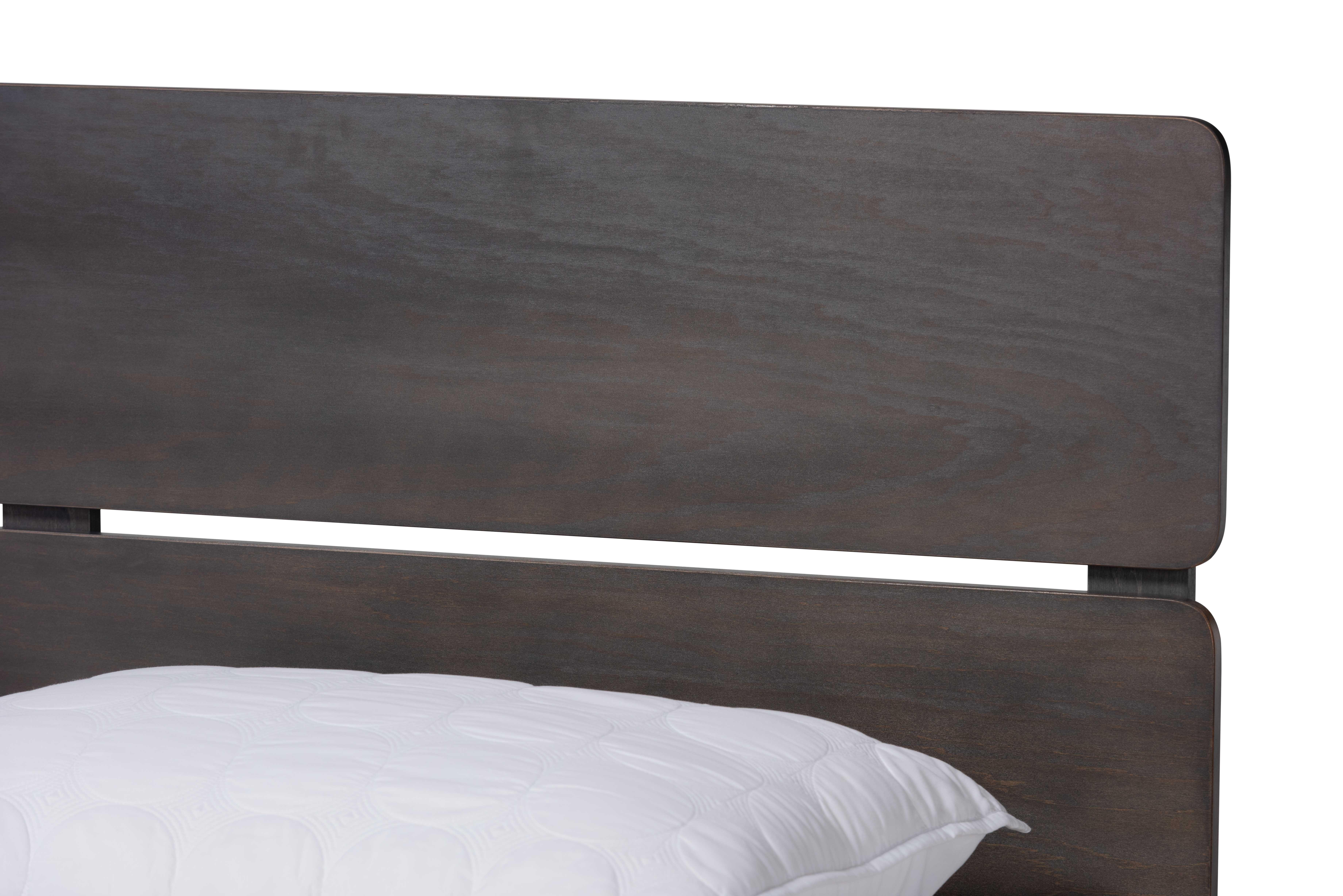 Baxton Studio Anthony Oak Wood Queen Panel Bed, Gray, large