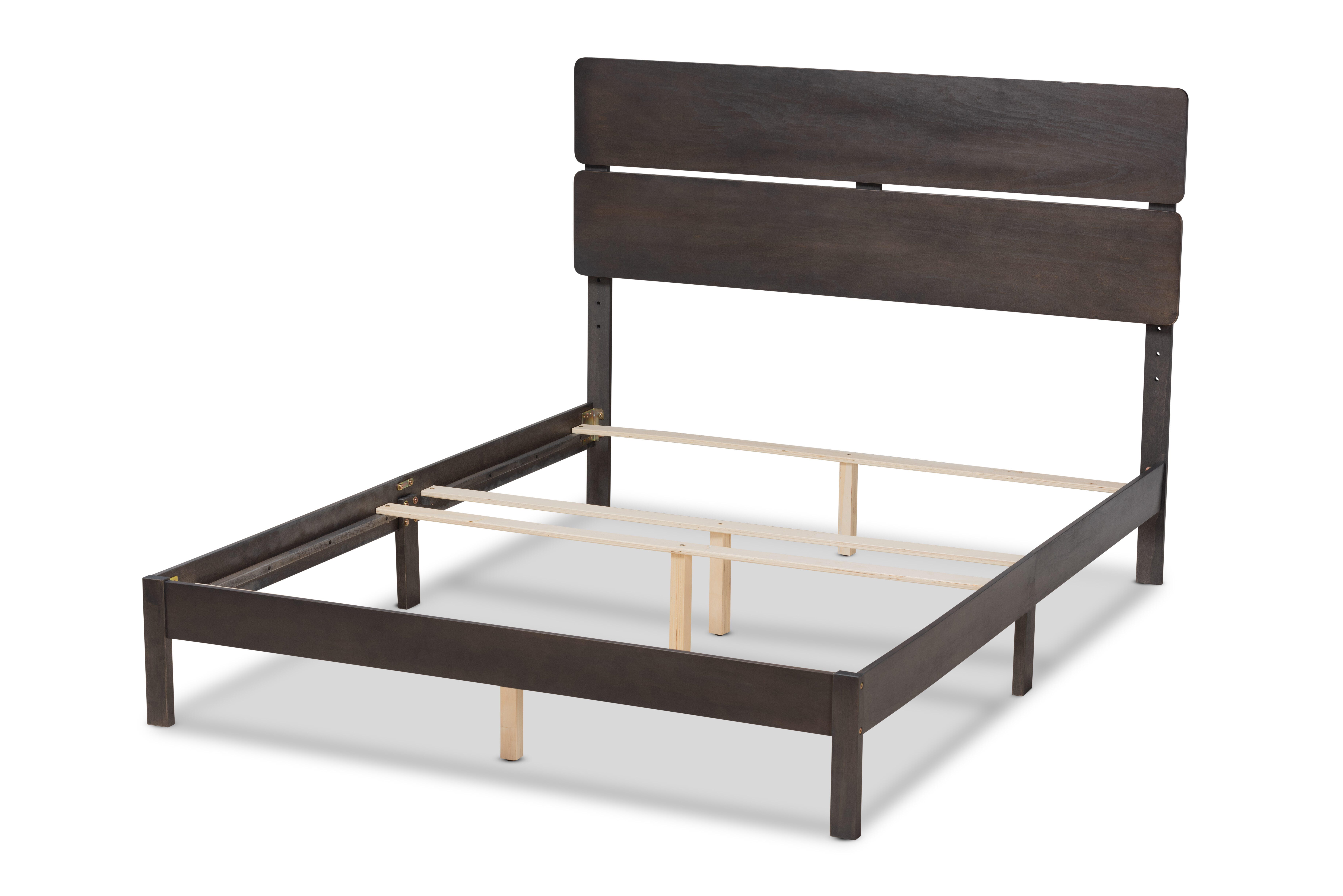 Baxton Studio Anthony Oak Wood Queen Panel Bed, Gray, large