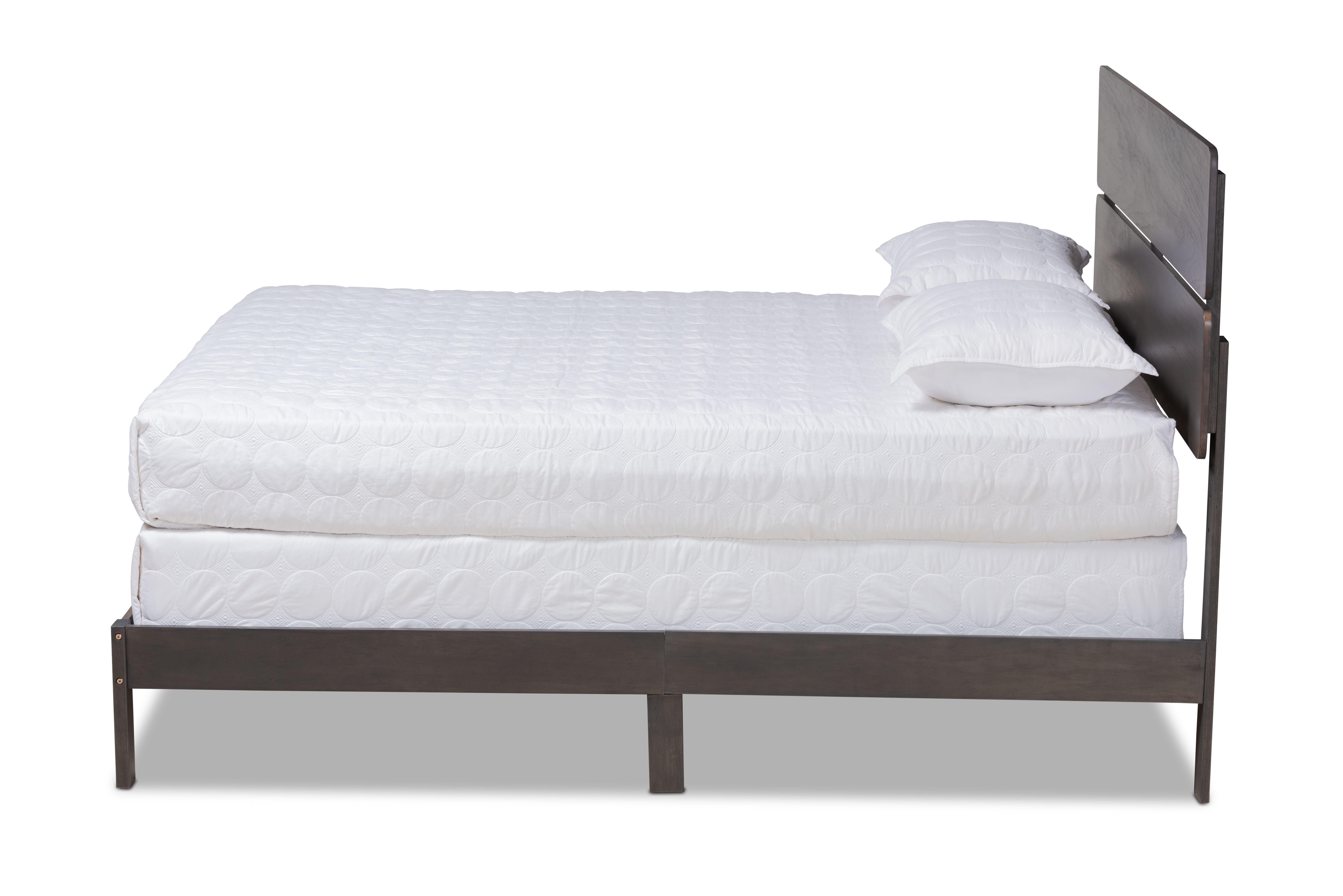 Baxton Studio Anthony Oak Wood Queen Panel Bed, Gray, large