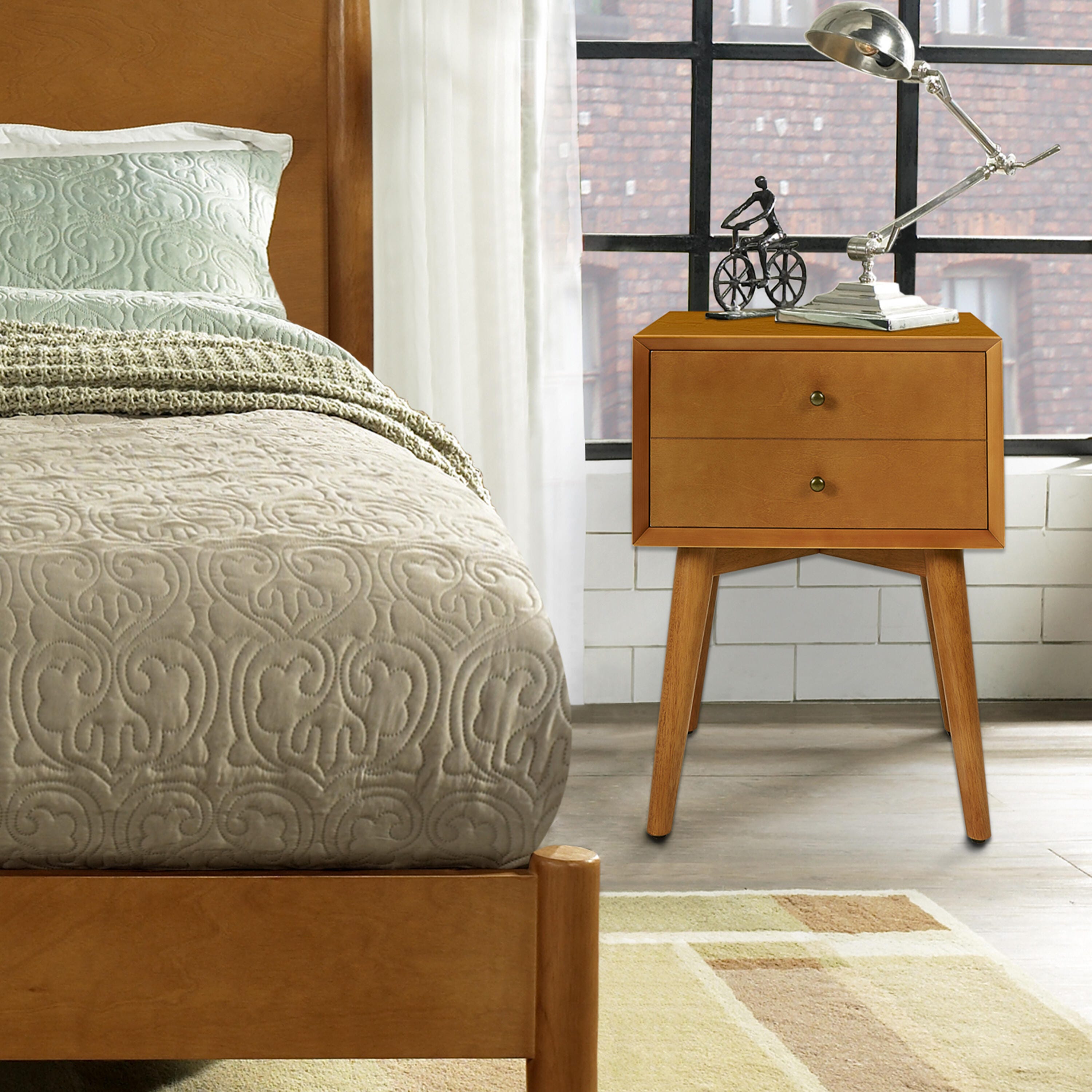 Crosley Landon Nightstand, Light Brown, large