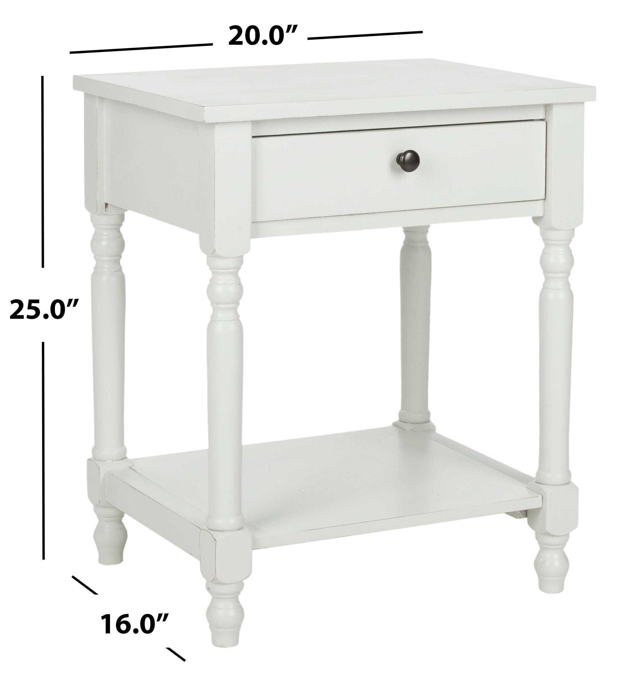 Safavieh Tami Night Stand with Storage, Shady White, large
