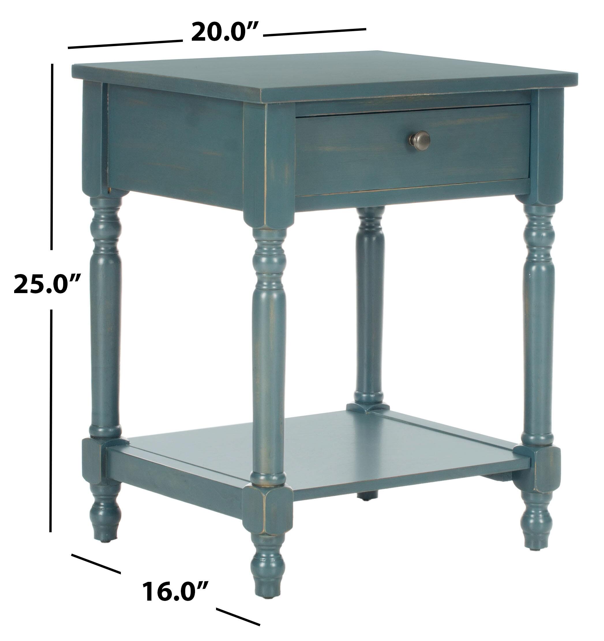 Safavieh Tami Night Stand with Storage, Steel Teal, large
