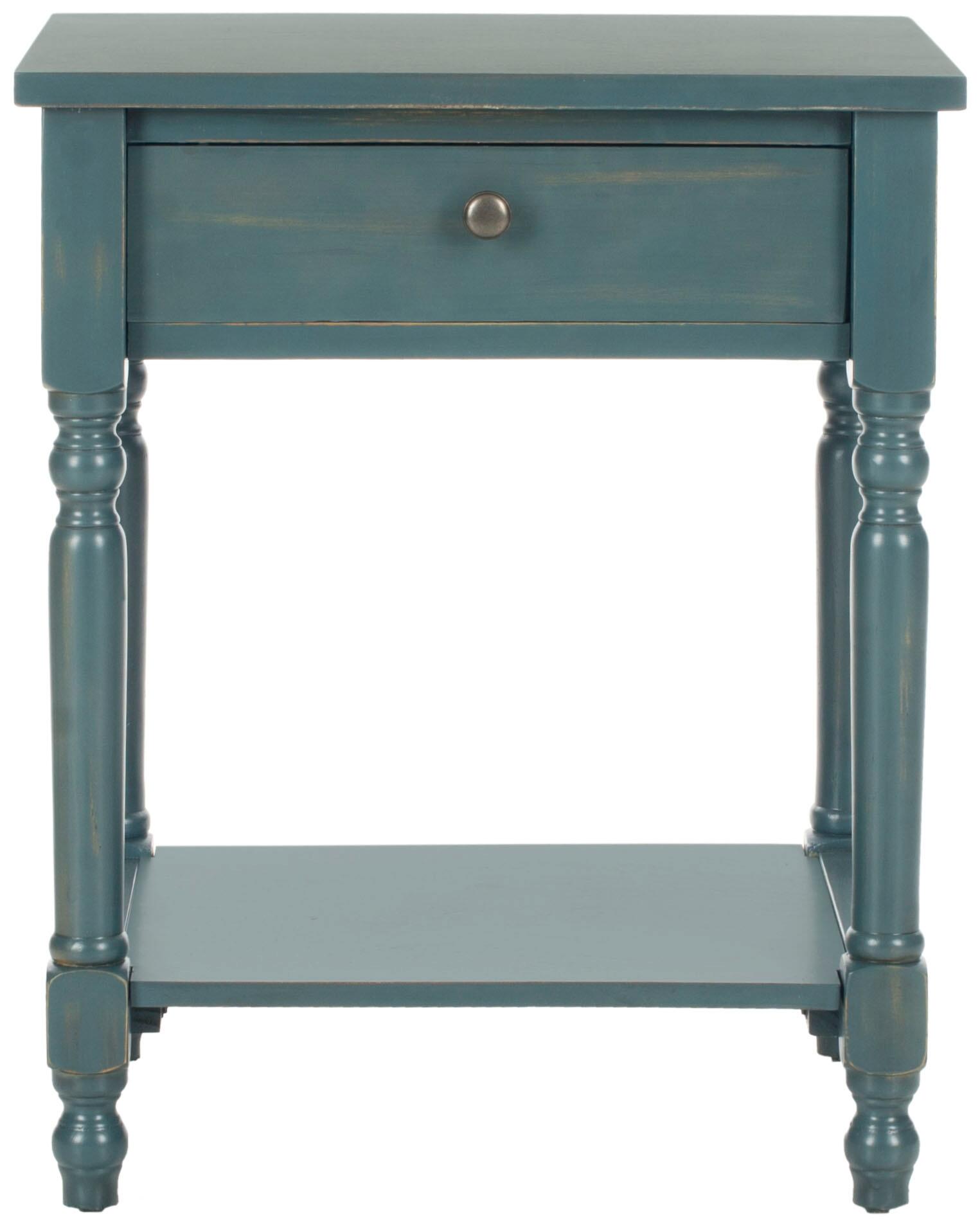 Safavieh Tami Night Stand with Storage, Steel Teal, large
