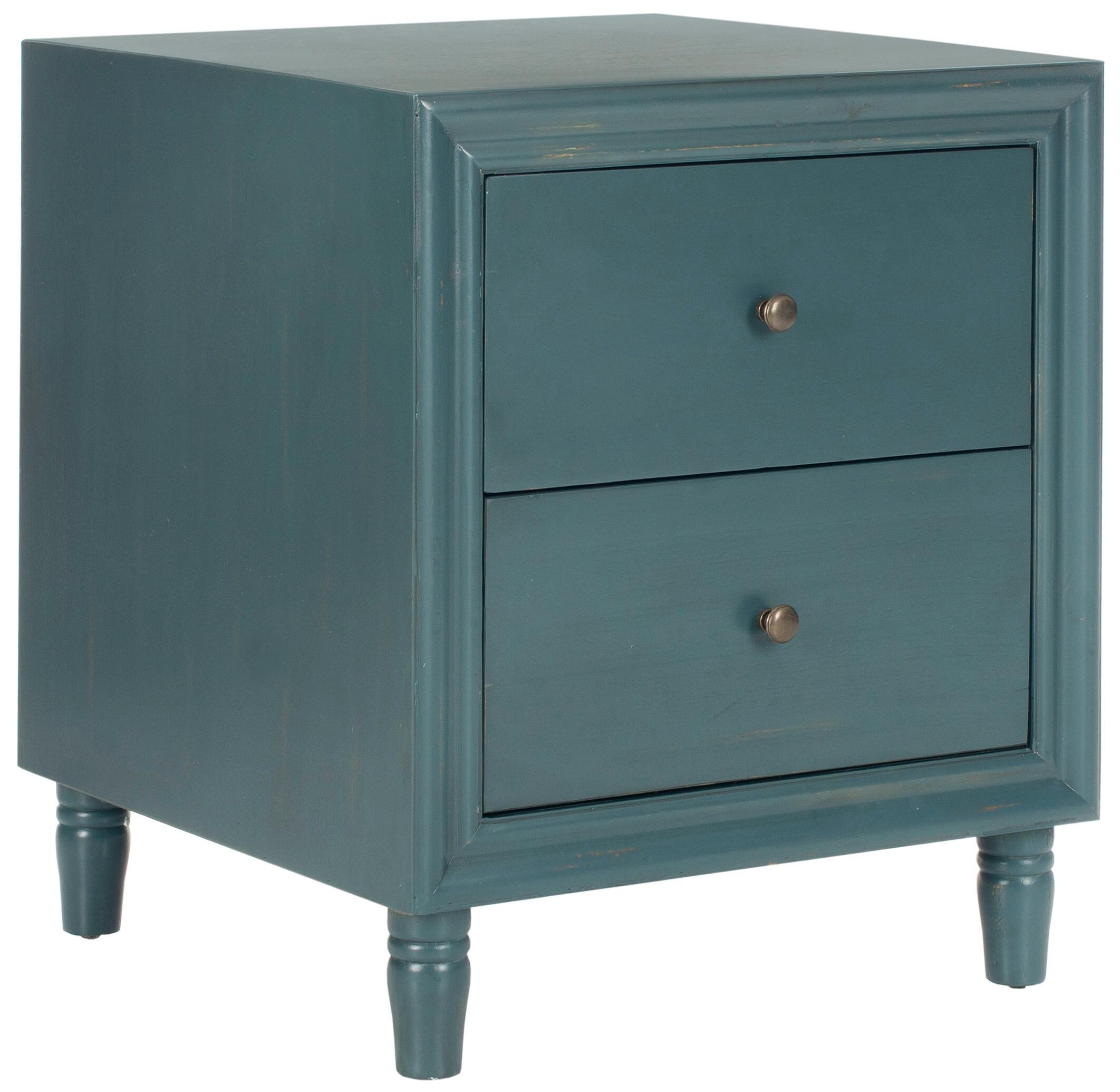 Safavieh Blaise Night Stand with Storage, Steel Teal, large