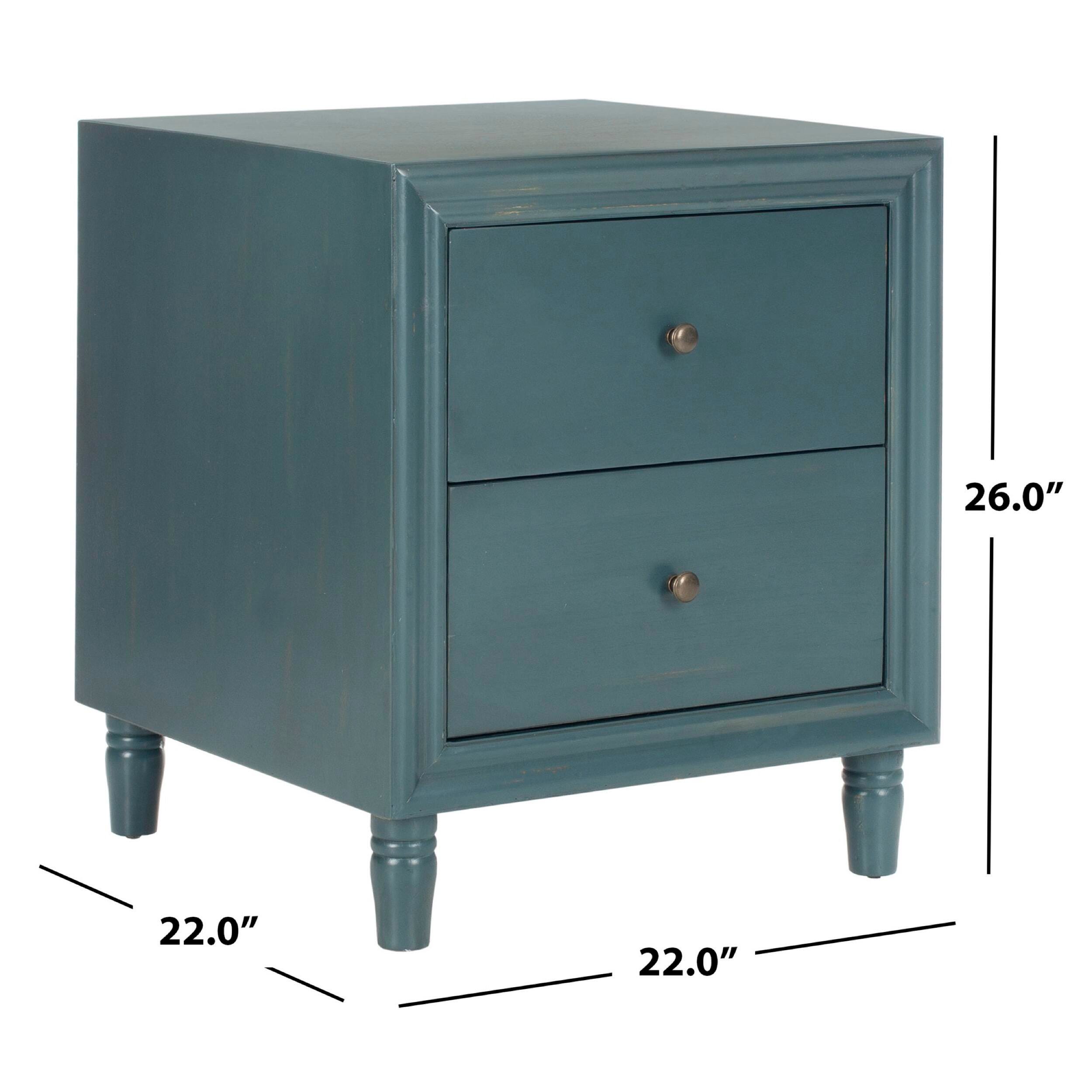 Safavieh Blaise Night Stand with Storage, Steel Teal, large