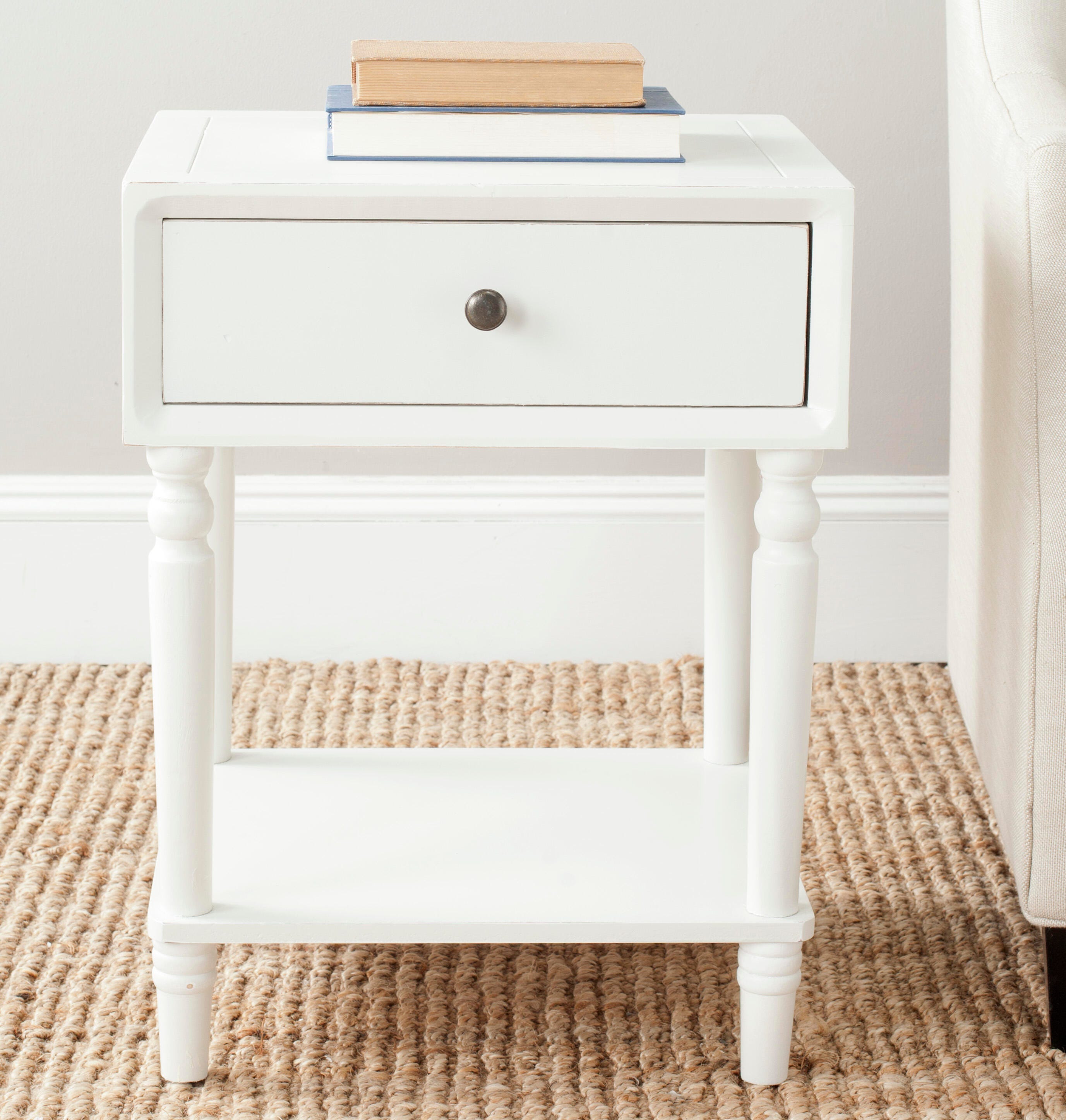 Safavieh Siobhan Night Stand with Storage, Shady White, large