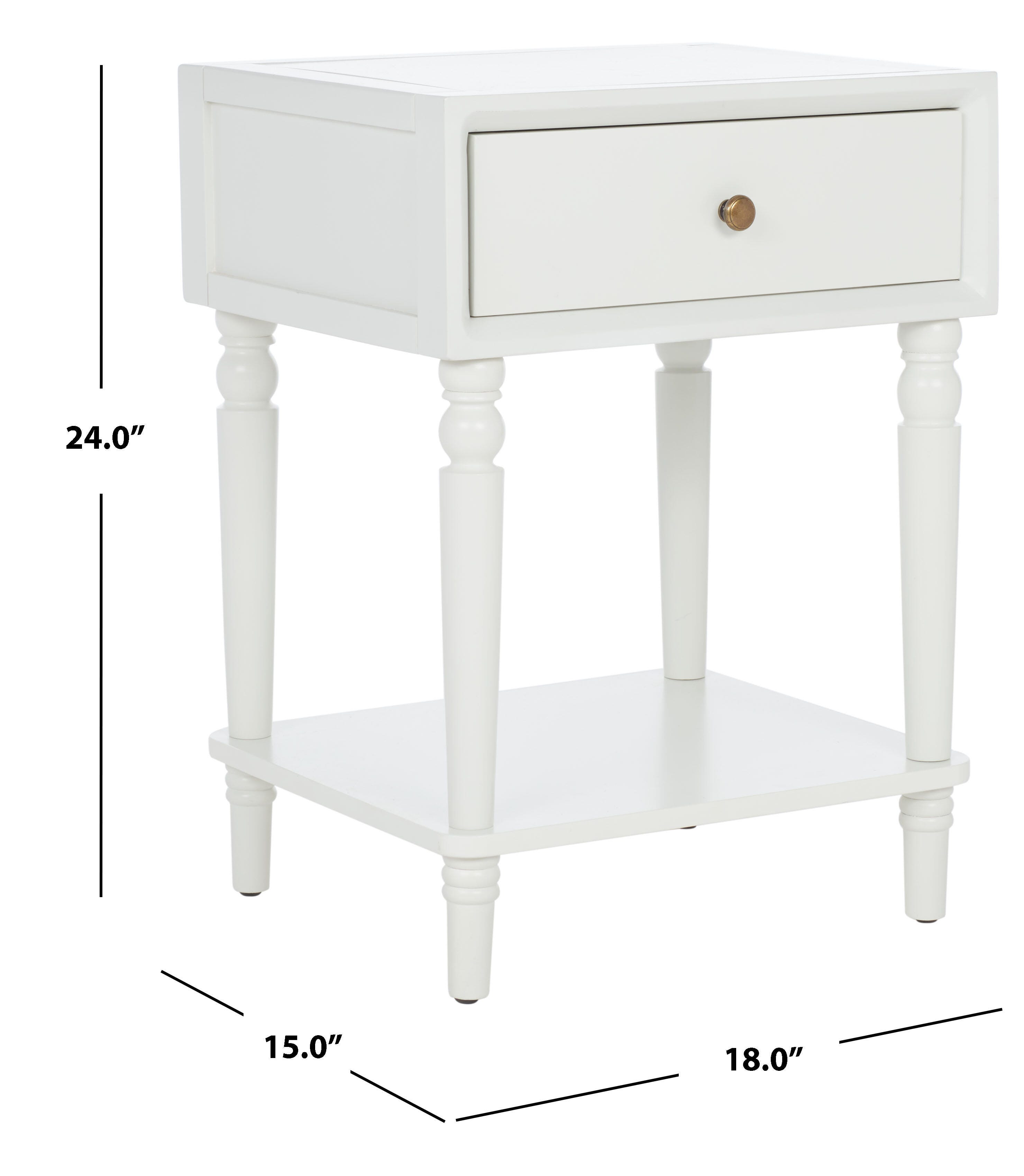 Safavieh Siobhan Night Stand with Storage, Shady White, large
