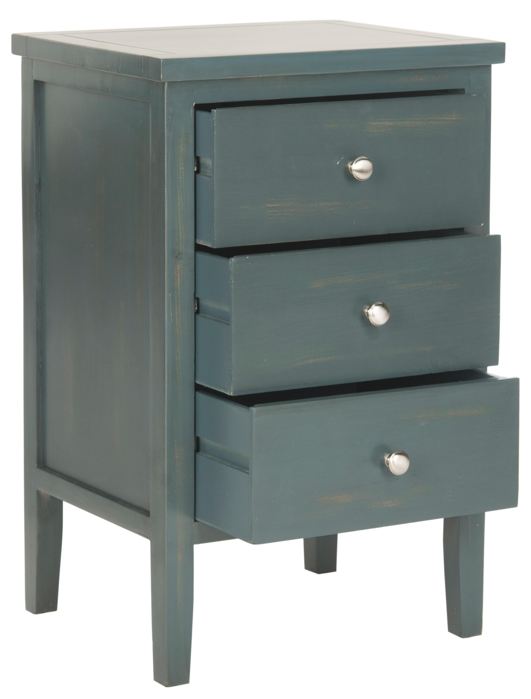 Safavieh Deniz Night Stand with Storage, Steel Teal, large