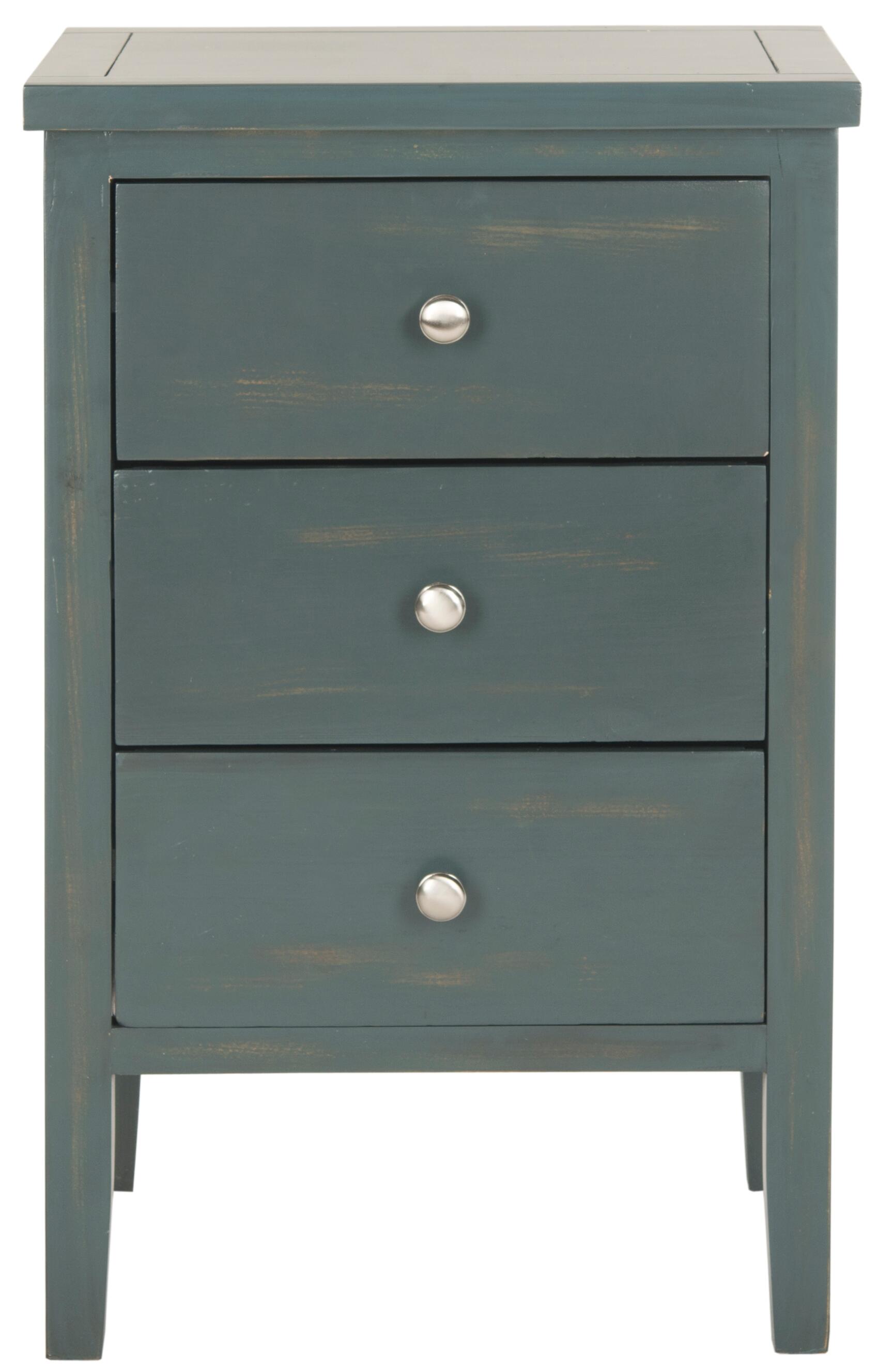 Safavieh Deniz Night Stand with Storage, Steel Teal, large