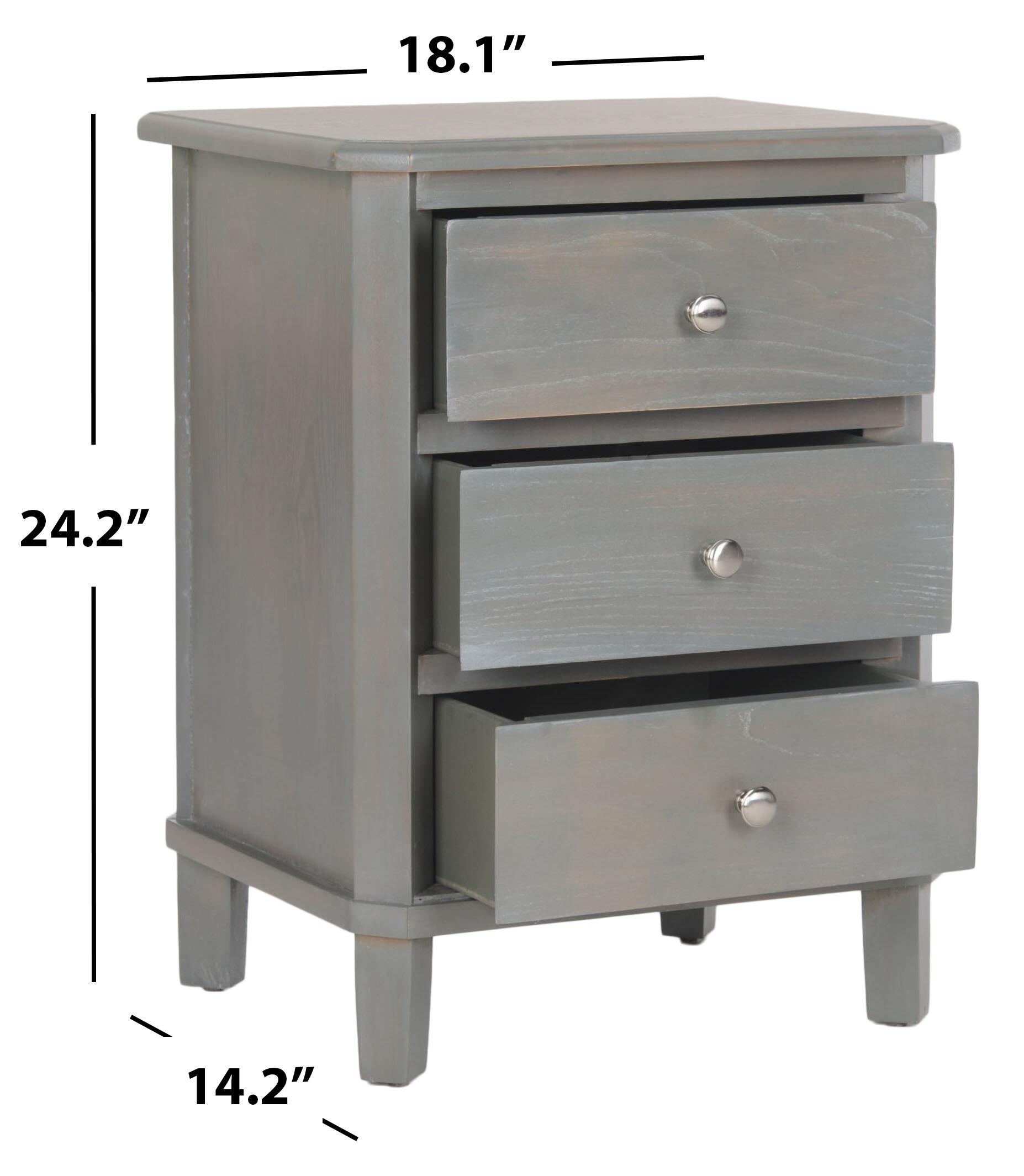 Safavieh Joe Night Stand with Storage Drawers, French Gray, large