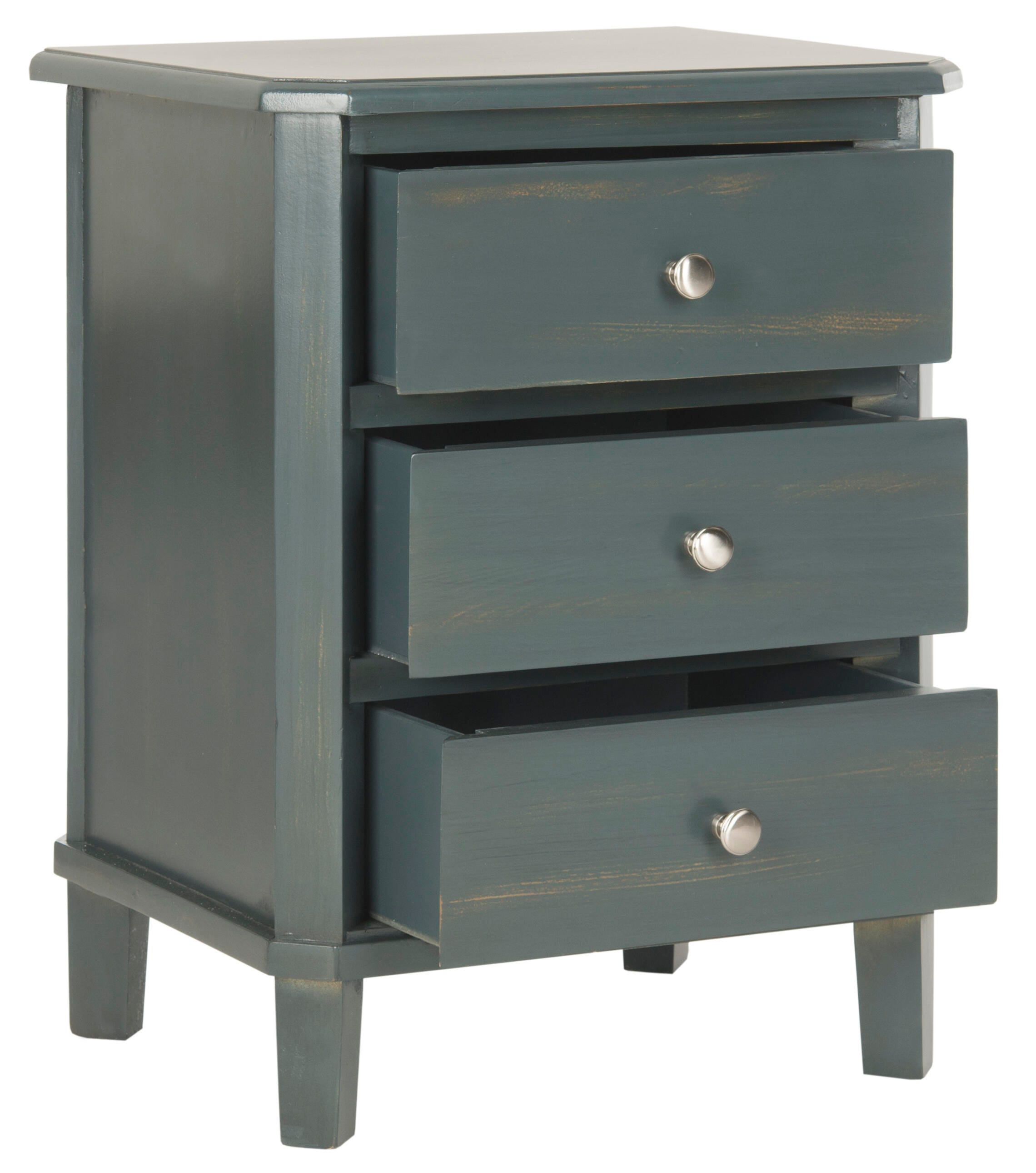 Safavieh Joe Night Stand with Storage Drawers, Steel Teal, large