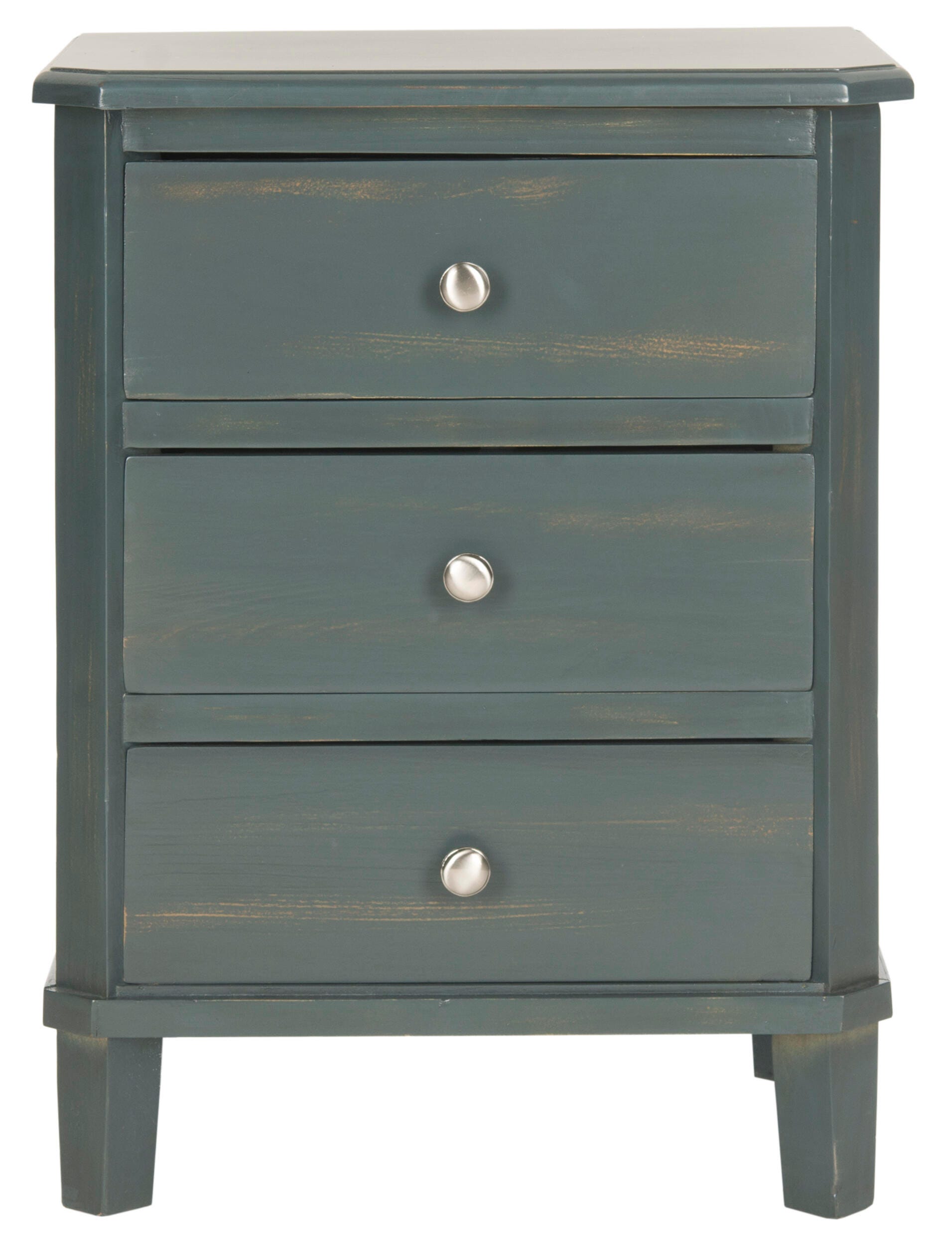 Safavieh Joe Night Stand with Storage Drawers, Steel Teal, large