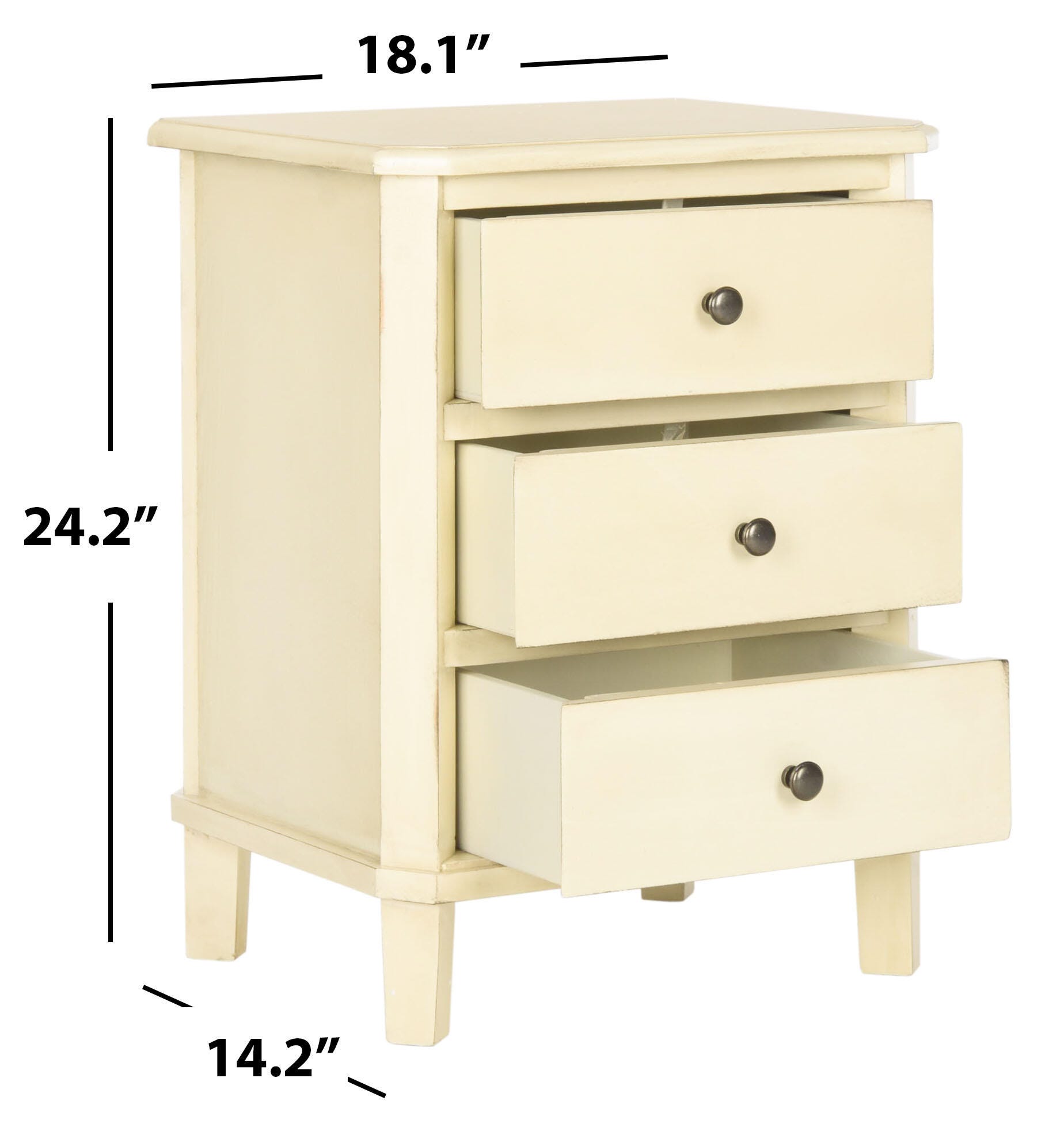 Safavieh Joe Night Stand with Storage Drawers, Barley, large