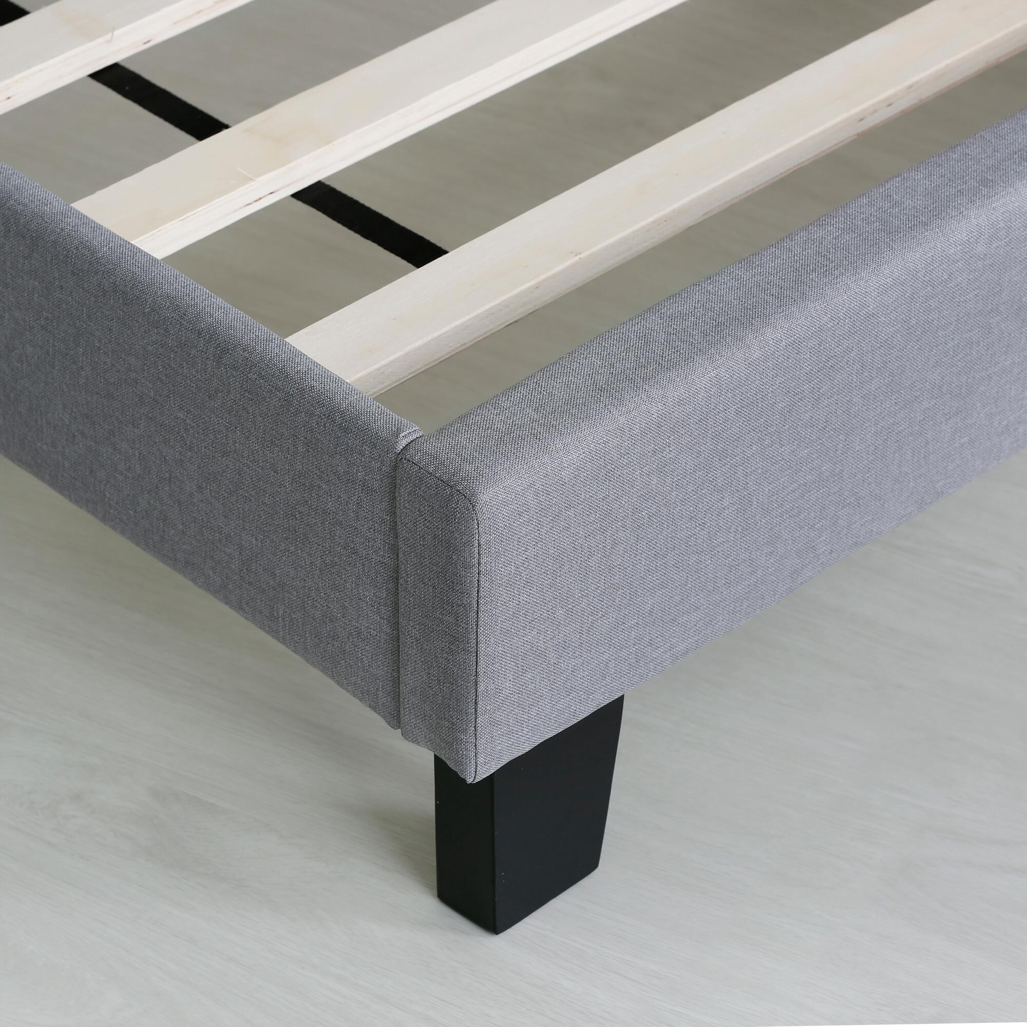 Furinno Twin Laval Button Tufted Bed Frame, Gray, large