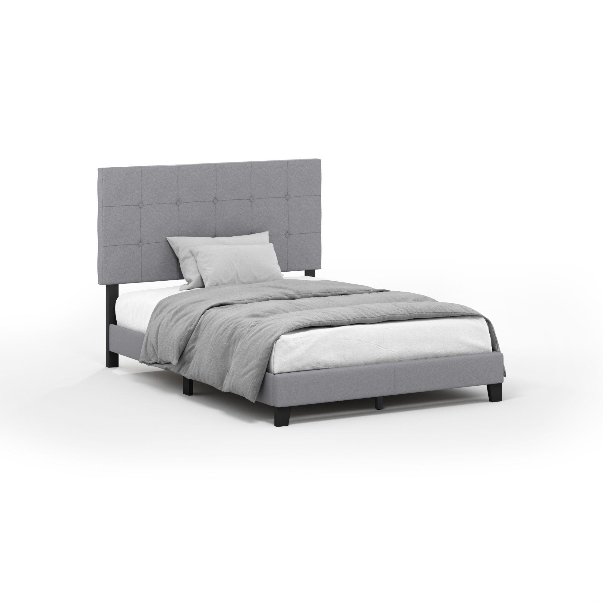 Furinno Furinno Full Laval Button Tufted Bed Frame, Gray, large