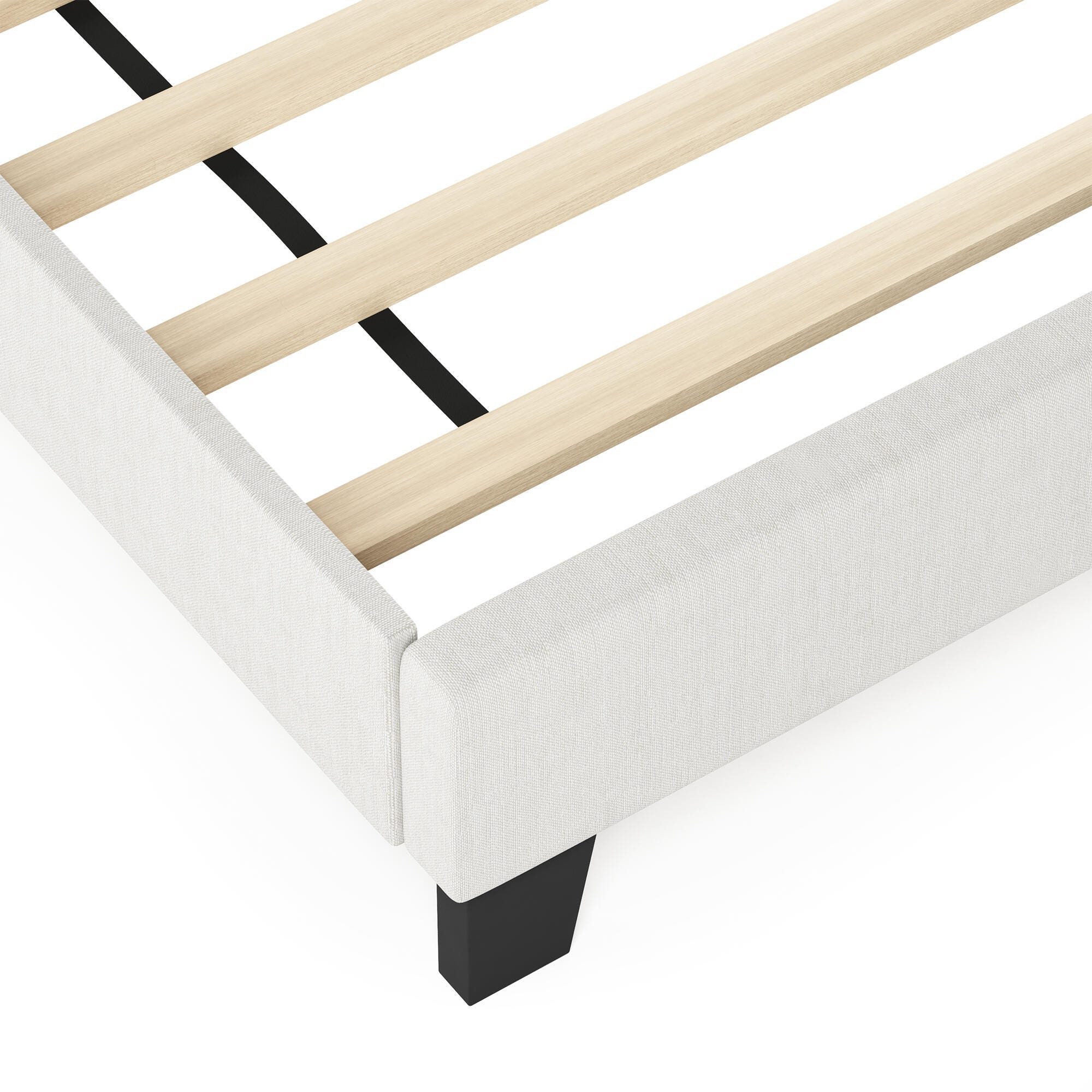 Furinno Twin Nadia Nailhead Trim Bed Frame, Beige, large