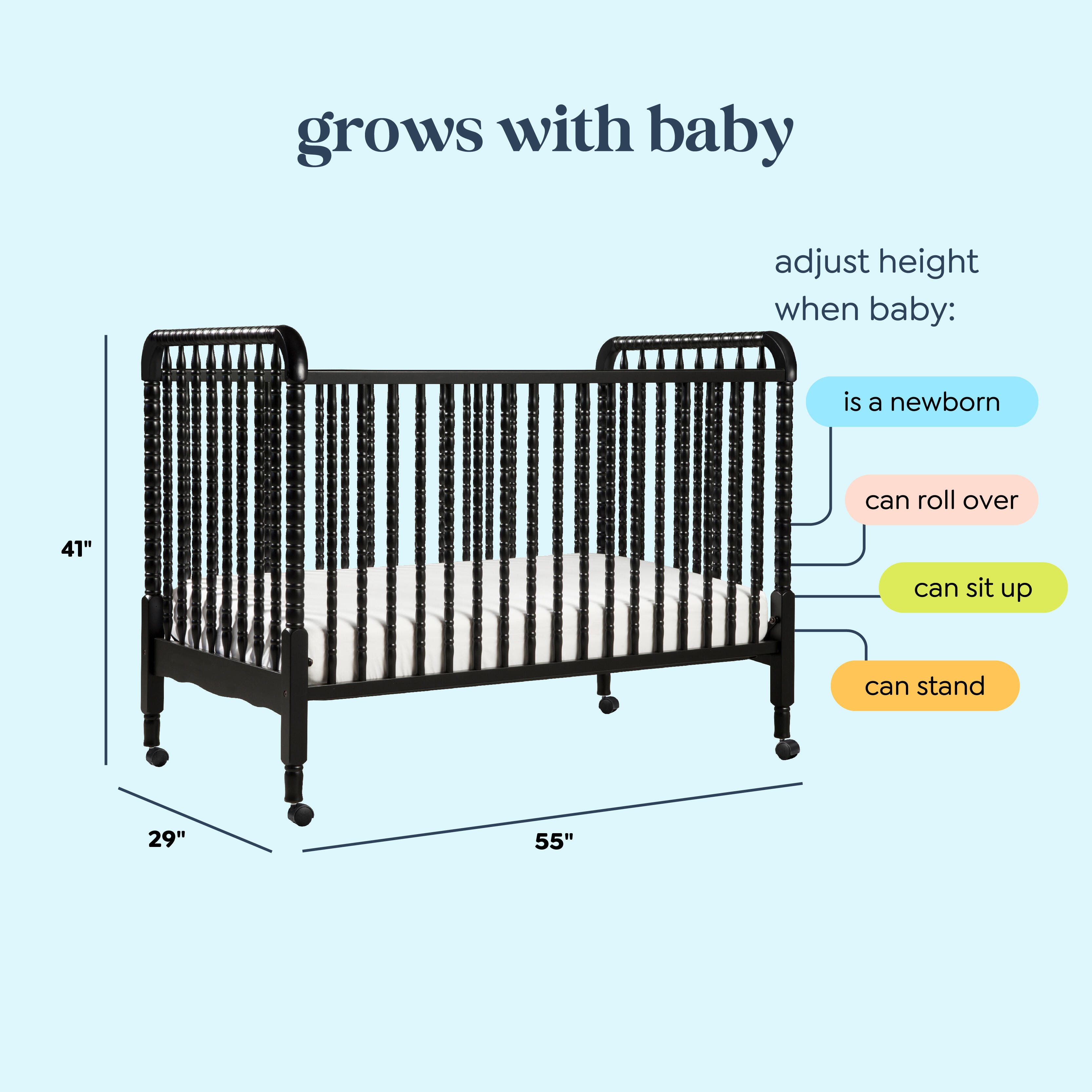 Davinci Jenny Lind Stationary Crib In Ebony, Black, large