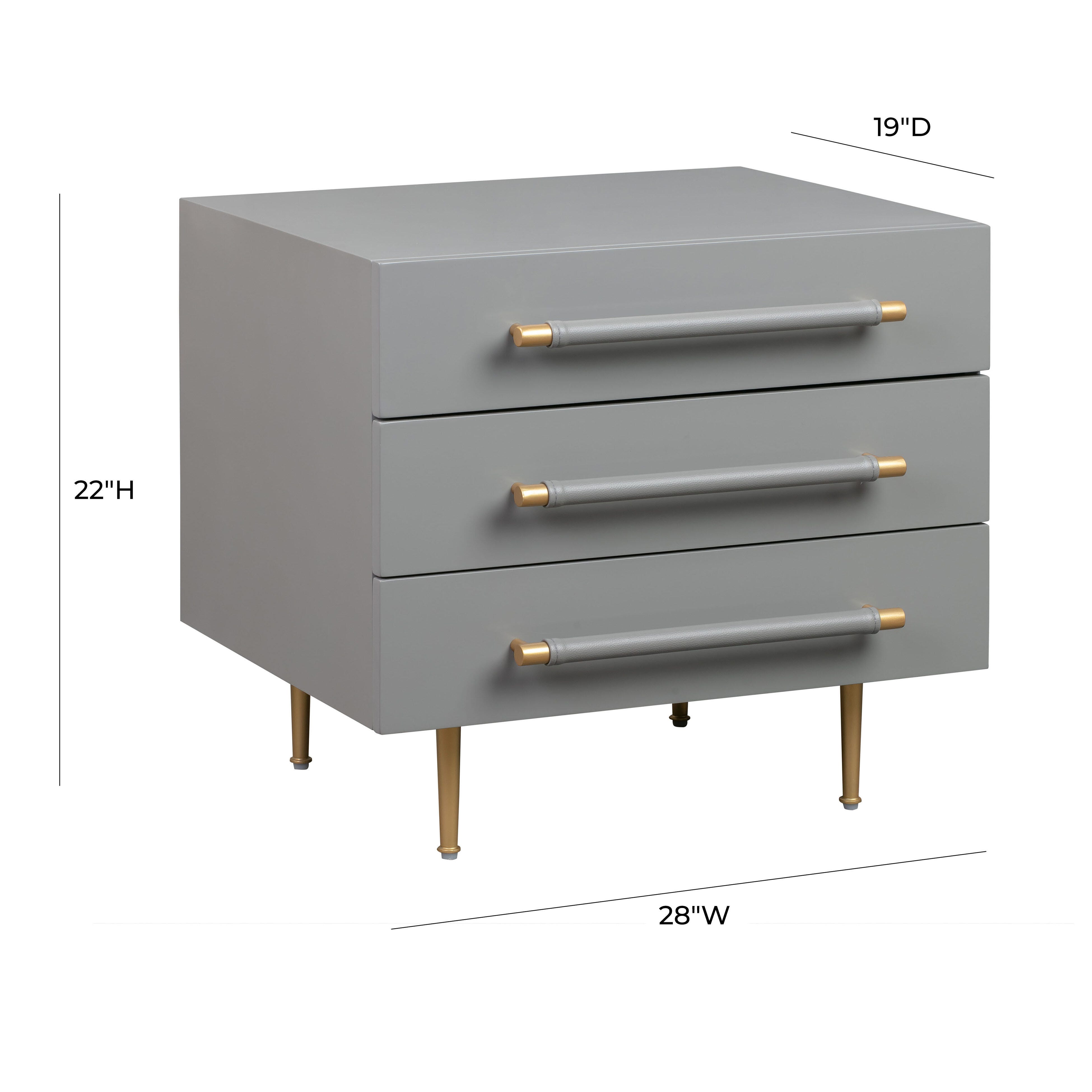 TOV Furniture Trident Grey Nightstand, Gray, large