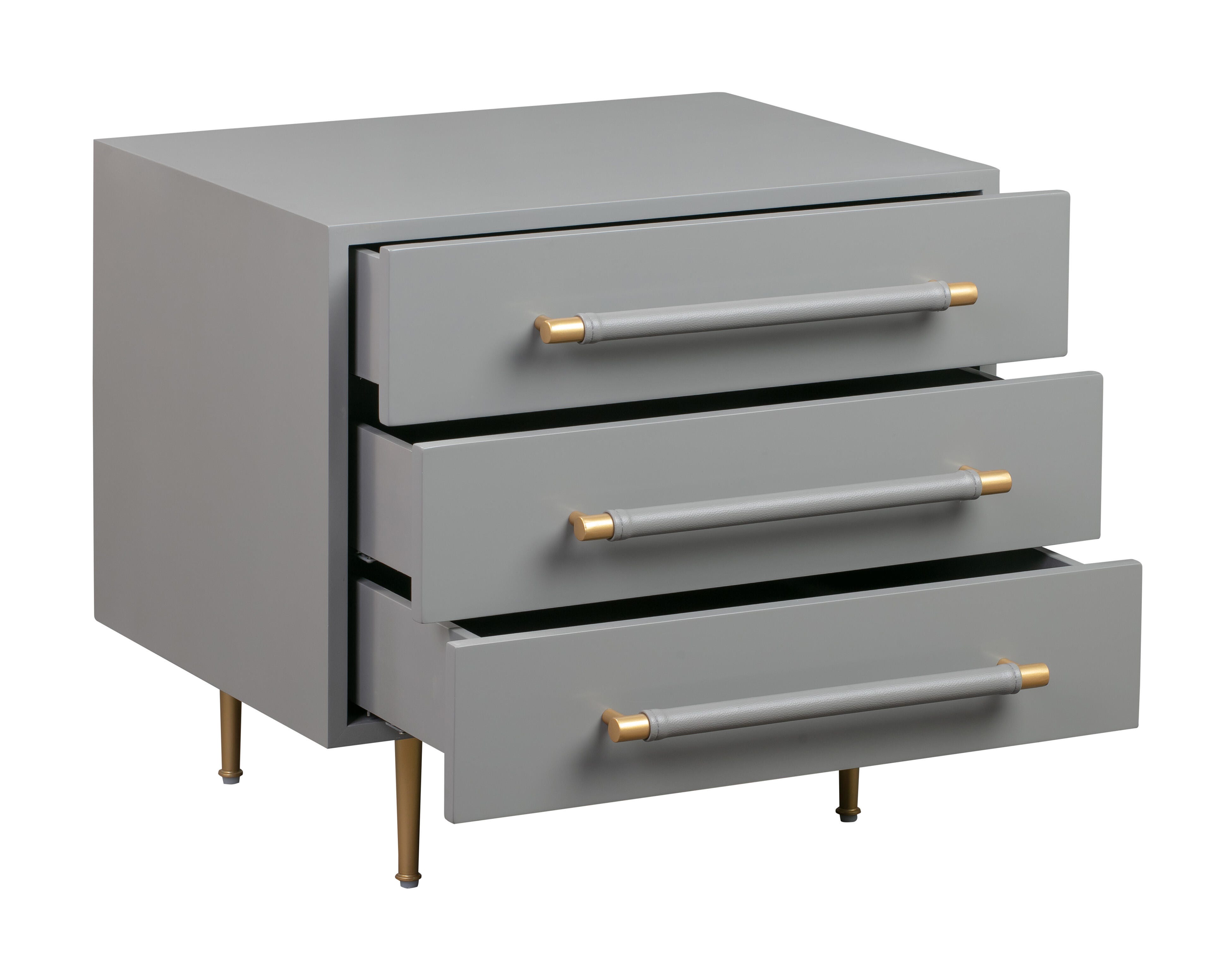 TOV Furniture Trident Grey Nightstand, Gray, large