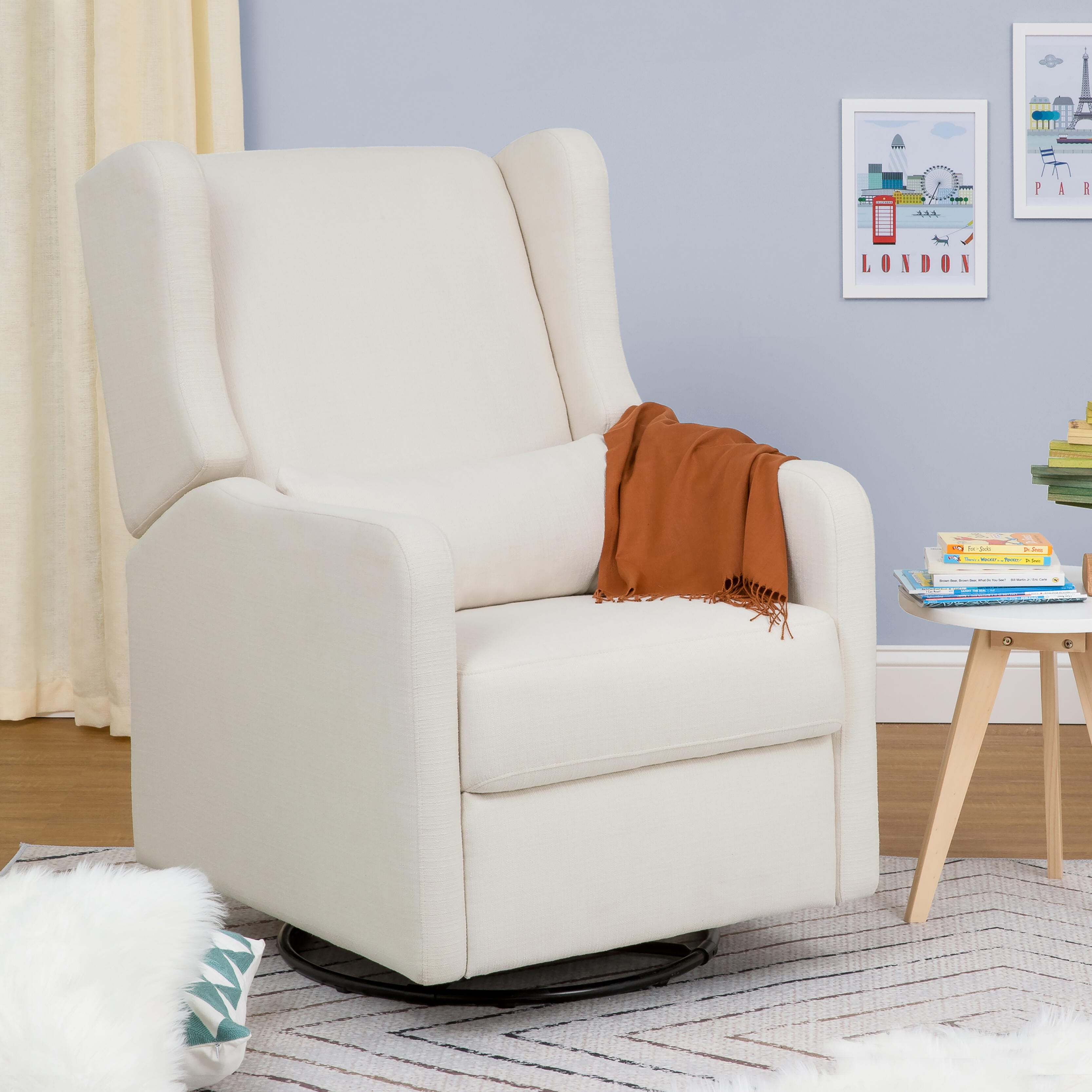 Carter's by Davinci Arlo Recliner and Swivel Glider, White, rollover