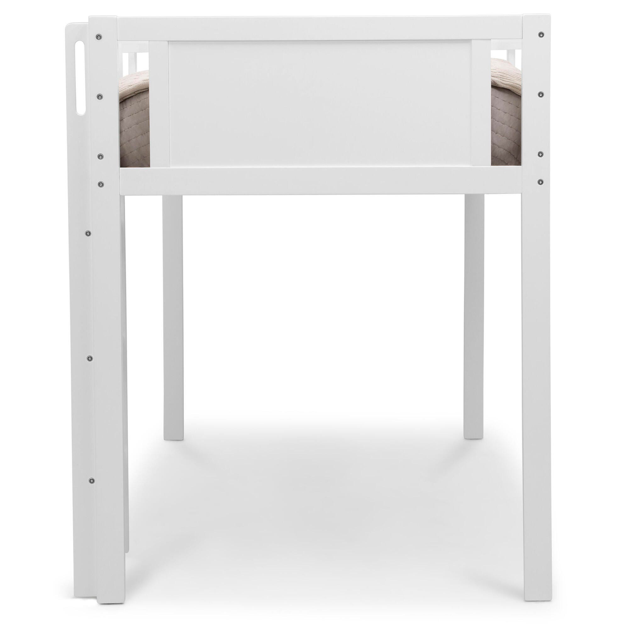 Delta Children Twin Low Loft Bed With Guardrail And Ladder, White, White, large