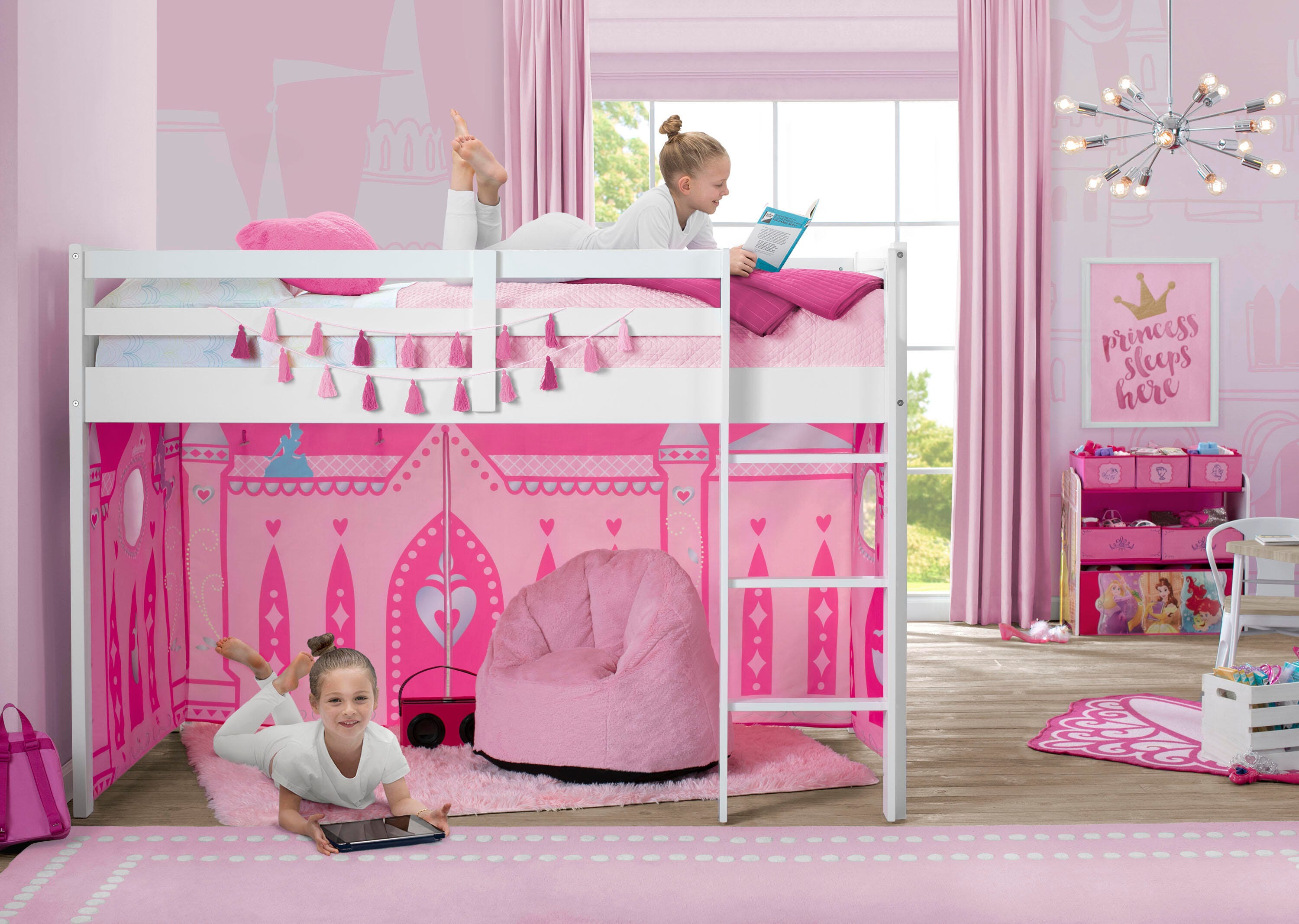 Delta Children Disney Princess Loft Bed Tent - Curtain Set For Low