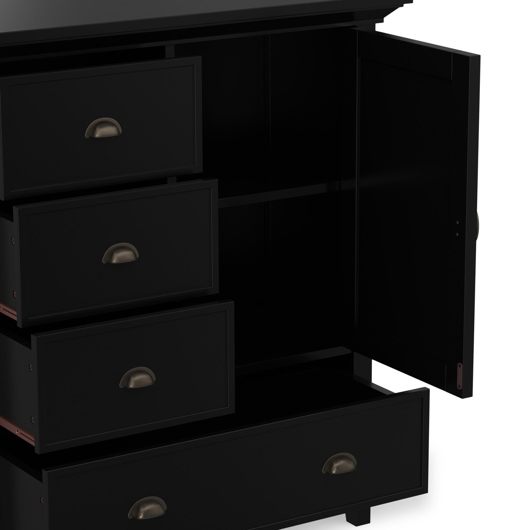 Simpli Home Redmond Solid Wood Medium Storage Cabinet, Black, large