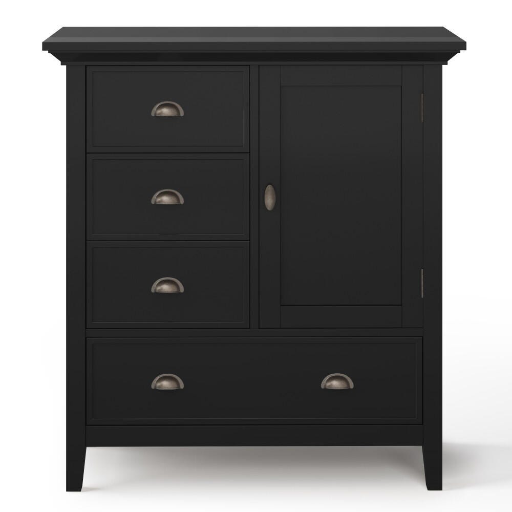 Simpli Home Redmond Solid Wood Medium Storage Cabinet, Black, large