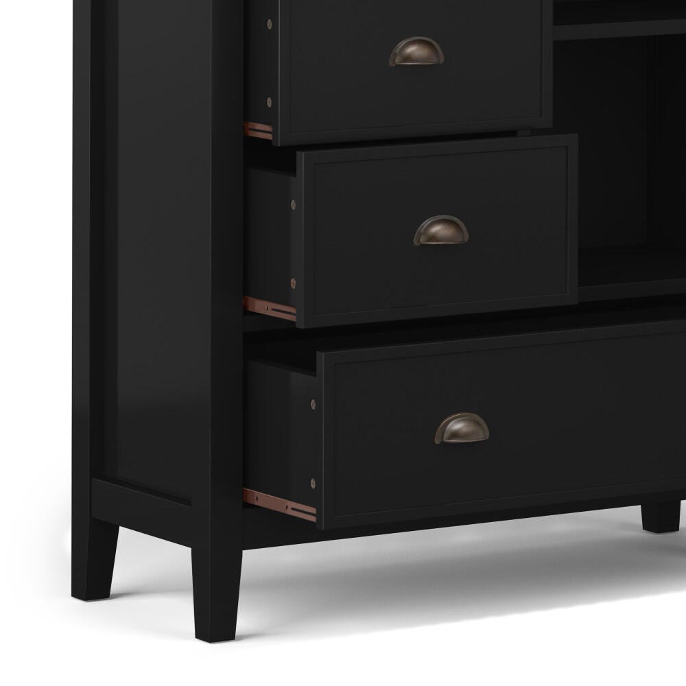 Simpli Home Redmond Solid Wood Medium Storage Cabinet, Black, large