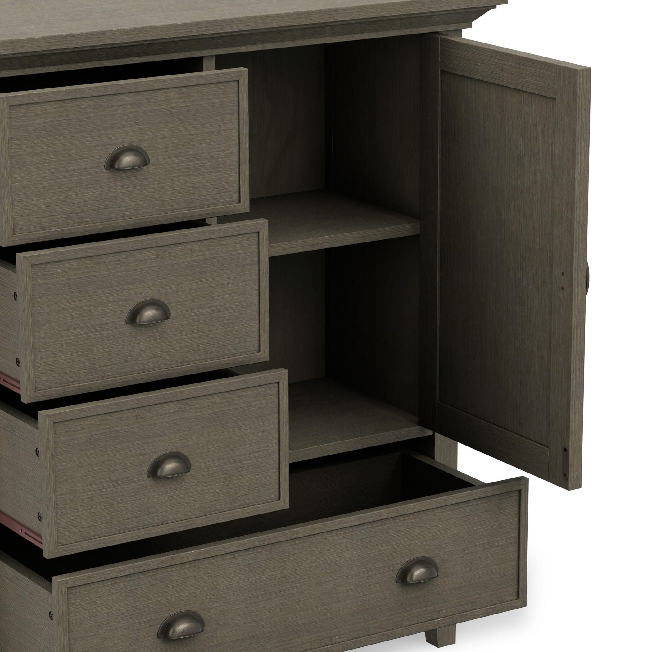 Simpli Home Redmond Solid Wood Medium Storage Cabinet, Gray, large
