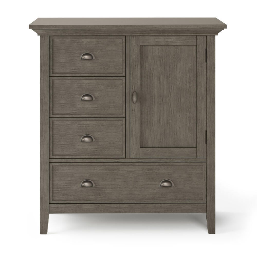 Simpli Home Redmond Solid Wood Medium Storage Cabinet, Gray, large