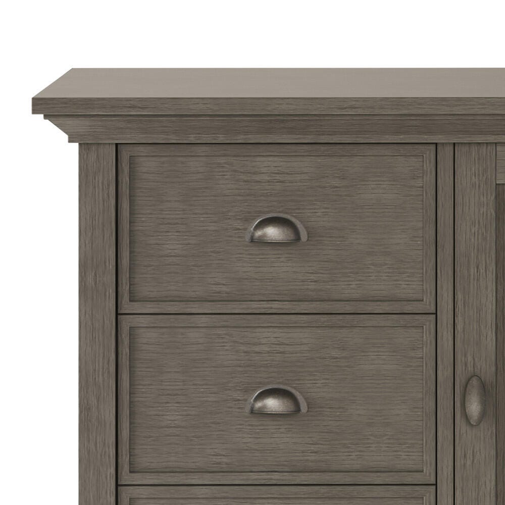 Simpli Home Redmond Solid Wood Medium Storage Cabinet, Gray, large
